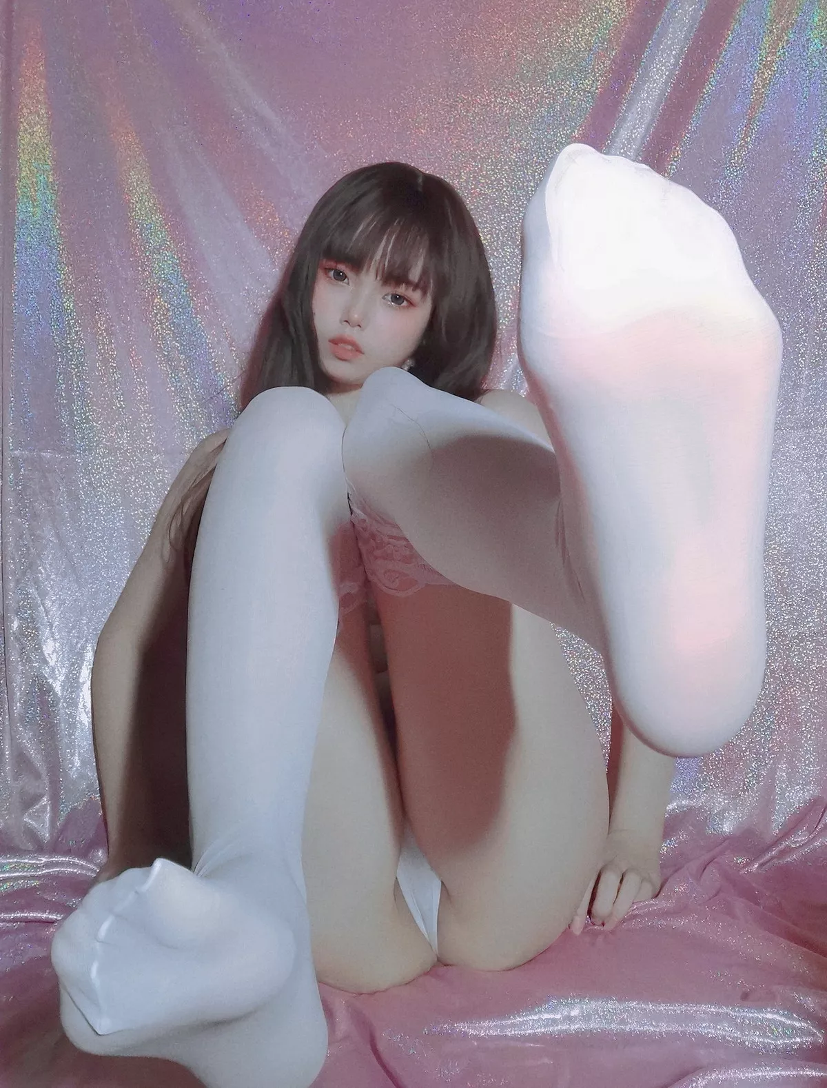 网络美女喵喵鱼粉嫩水手服主题私房脱粉色蝴蝶结露傲人豪乳遮点极致诱惑写真48P