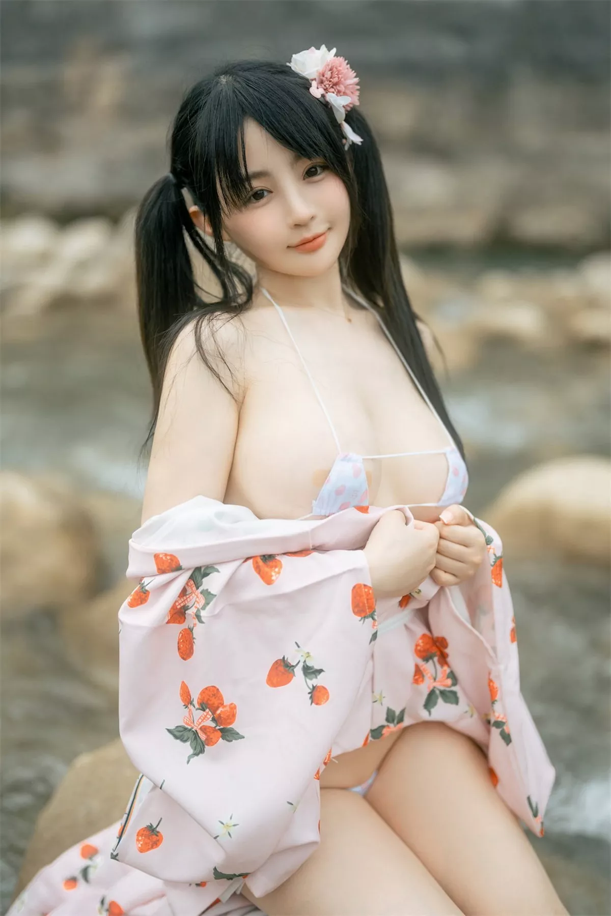 网络美女桜井宁宁和服浴衣主题户外半脱露性感三点式内衣秀豪乳翘臀诱惑写真76P