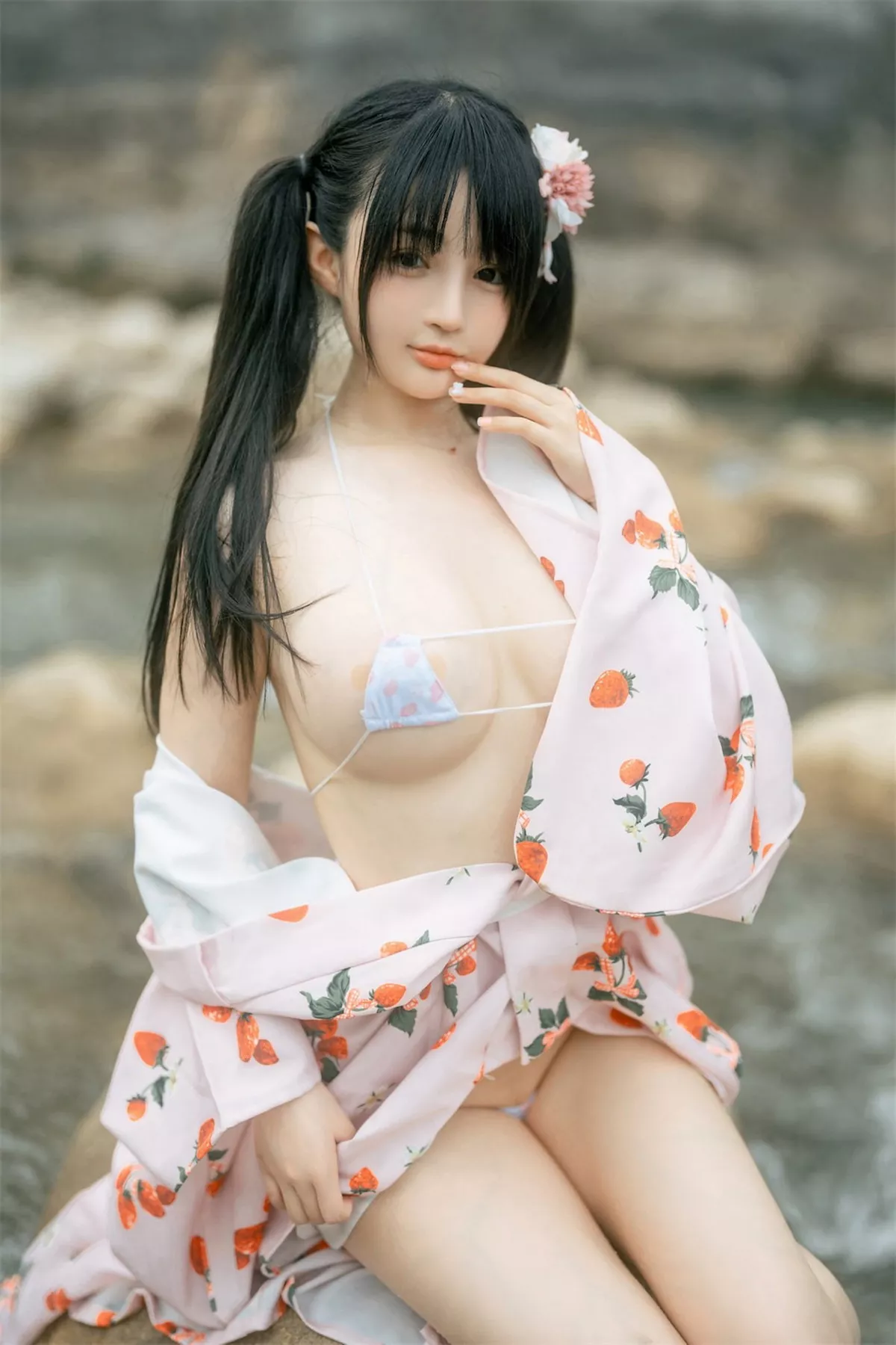 网络美女桜井宁宁和服浴衣主题户外半脱露性感三点式内衣秀豪乳翘臀诱惑写真76P