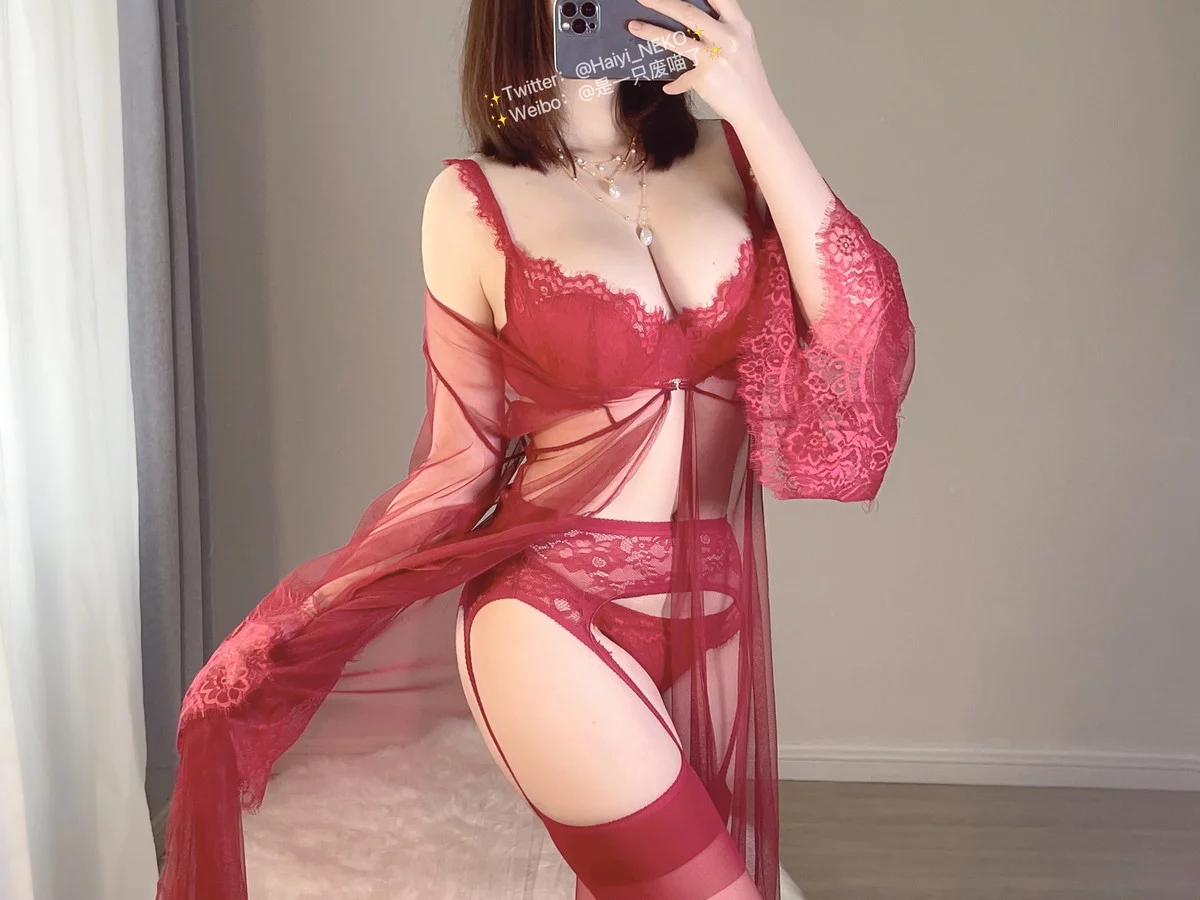 Coser美女是一只废喵了六月Fantia合集主题红色薄纱服饰露蕾丝内衣诱惑写真55P