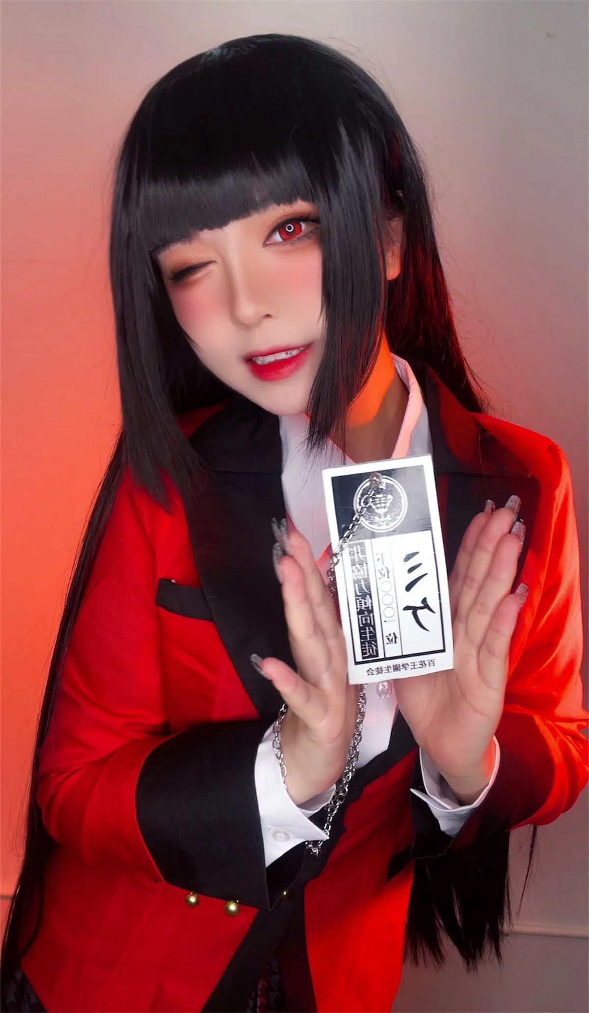 网络美女索索半半子梦子主题性感红色外套配黑短裙露超薄黑丝秀美腿诱惑写真48P