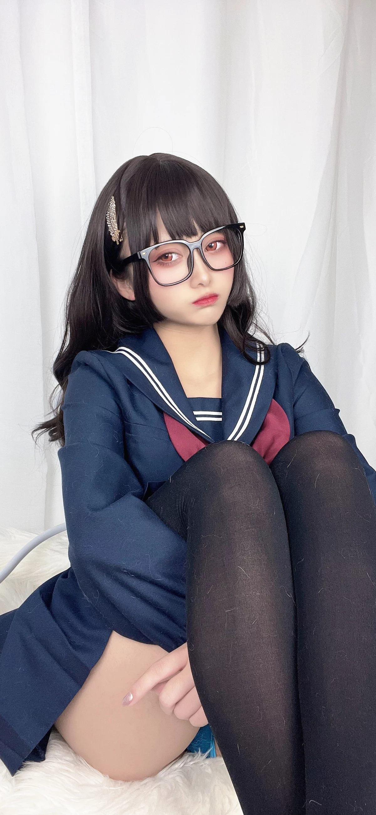 动漫博主洛璃LoLiSAMA漫画主题私房脱学生制服露性感蕾丝内衣丰满诱惑写真113P