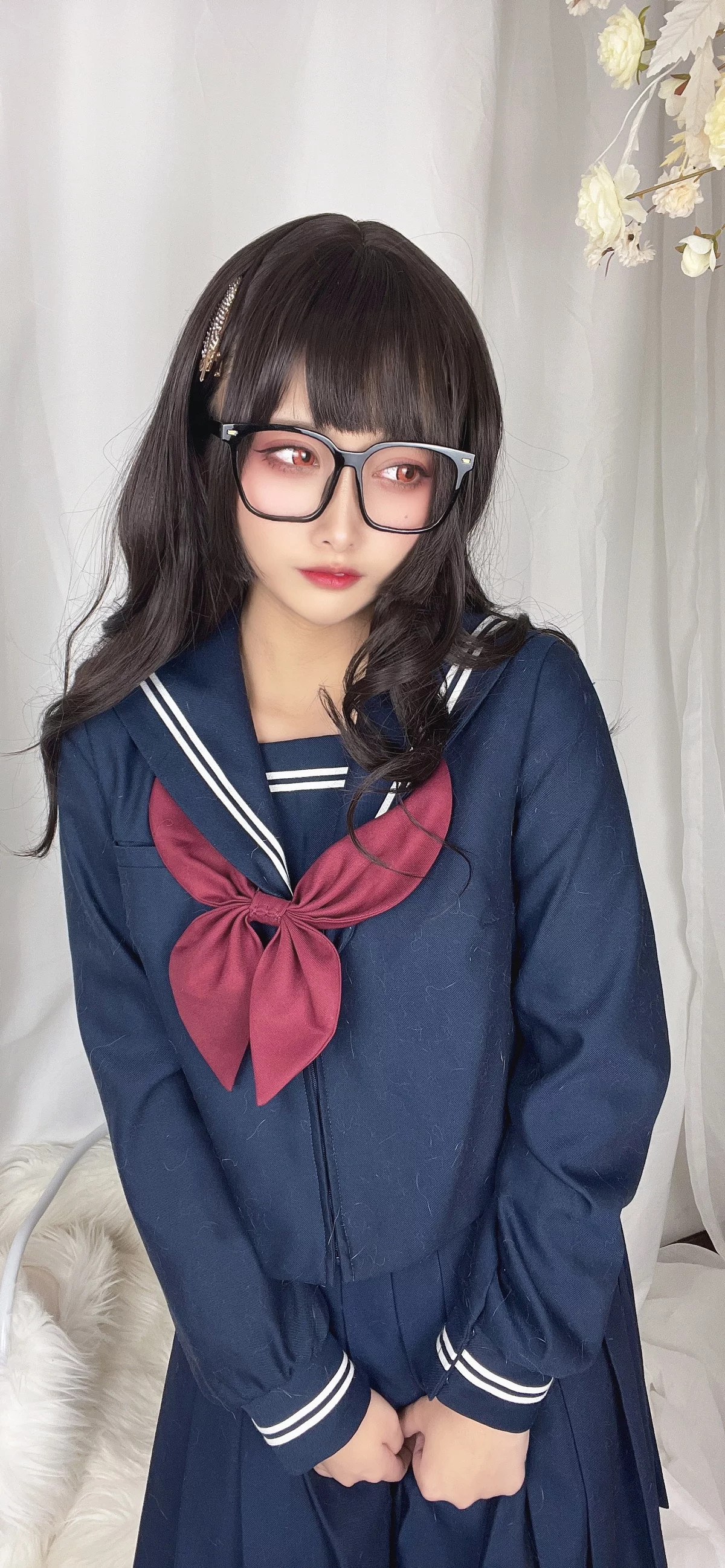 动漫博主洛璃LoLiSAMA漫画主题私房脱学生制服露性感蕾丝内衣丰满诱惑写真113P