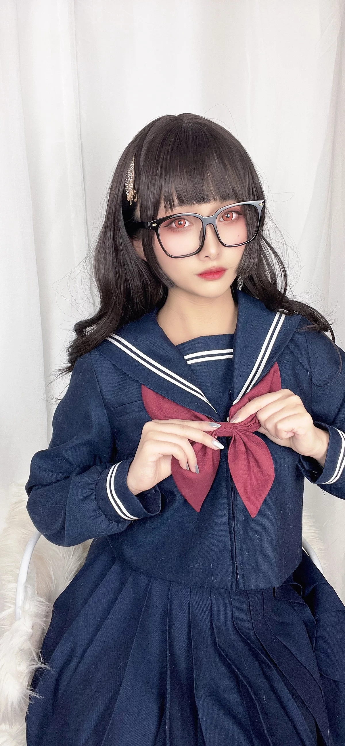 动漫博主洛璃LoLiSAMA漫画主题私房脱学生制服露性感蕾丝内衣丰满诱惑写真113P
