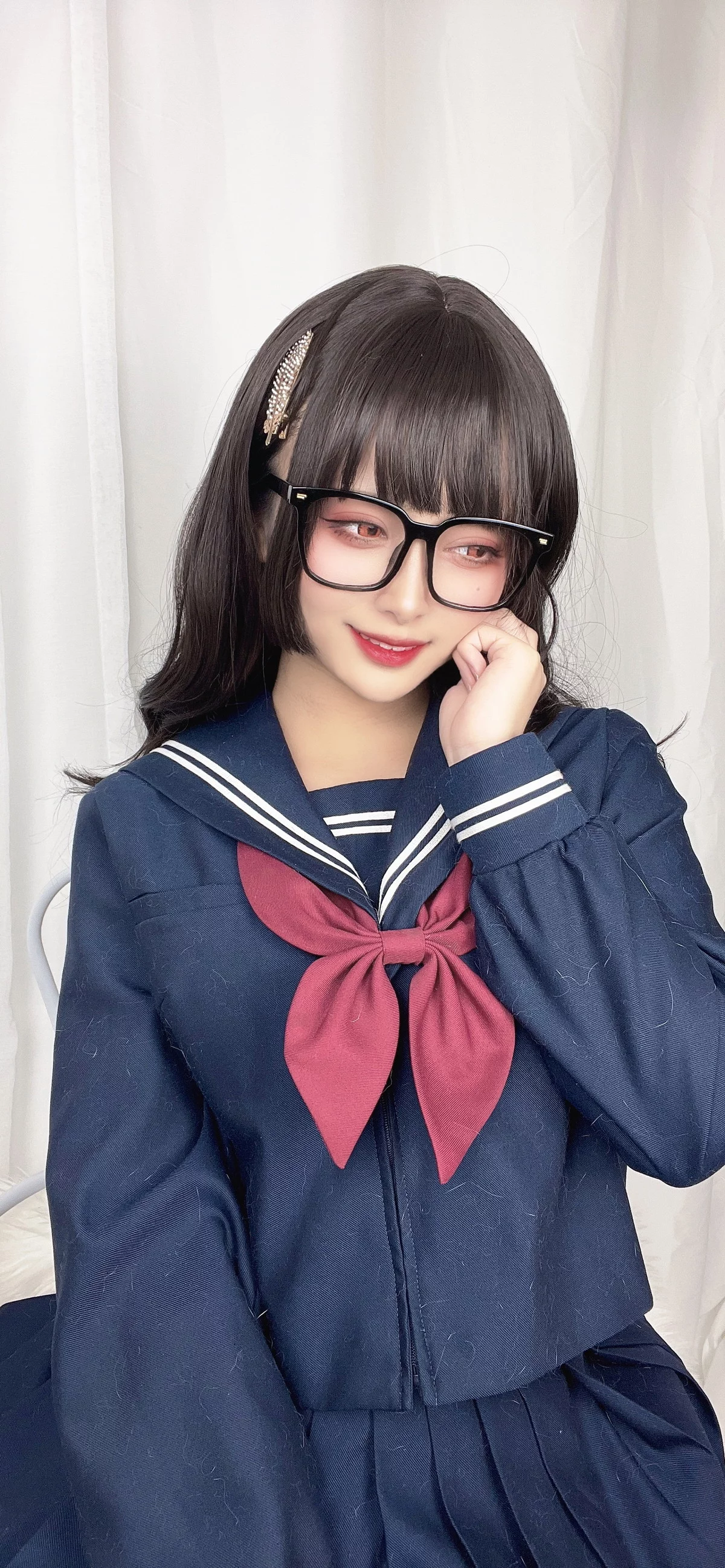 动漫博主洛璃LoLiSAMA漫画主题私房脱学生制服露性感蕾丝内衣丰满诱惑写真113P