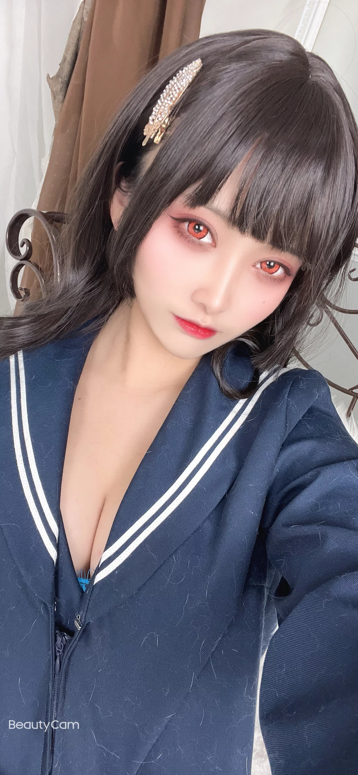 动漫博主洛璃LoLiSAMA漫画主题私房脱学生制服露性感蕾丝内衣丰满诱惑写真113P