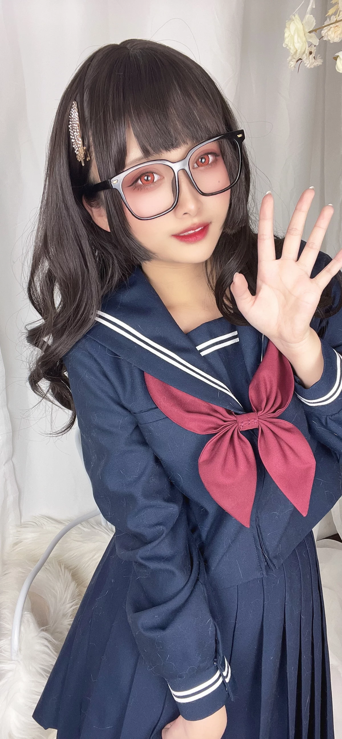 动漫博主洛璃LoLiSAMA漫画主题私房脱学生制服露性感蕾丝内衣丰满诱惑写真113P