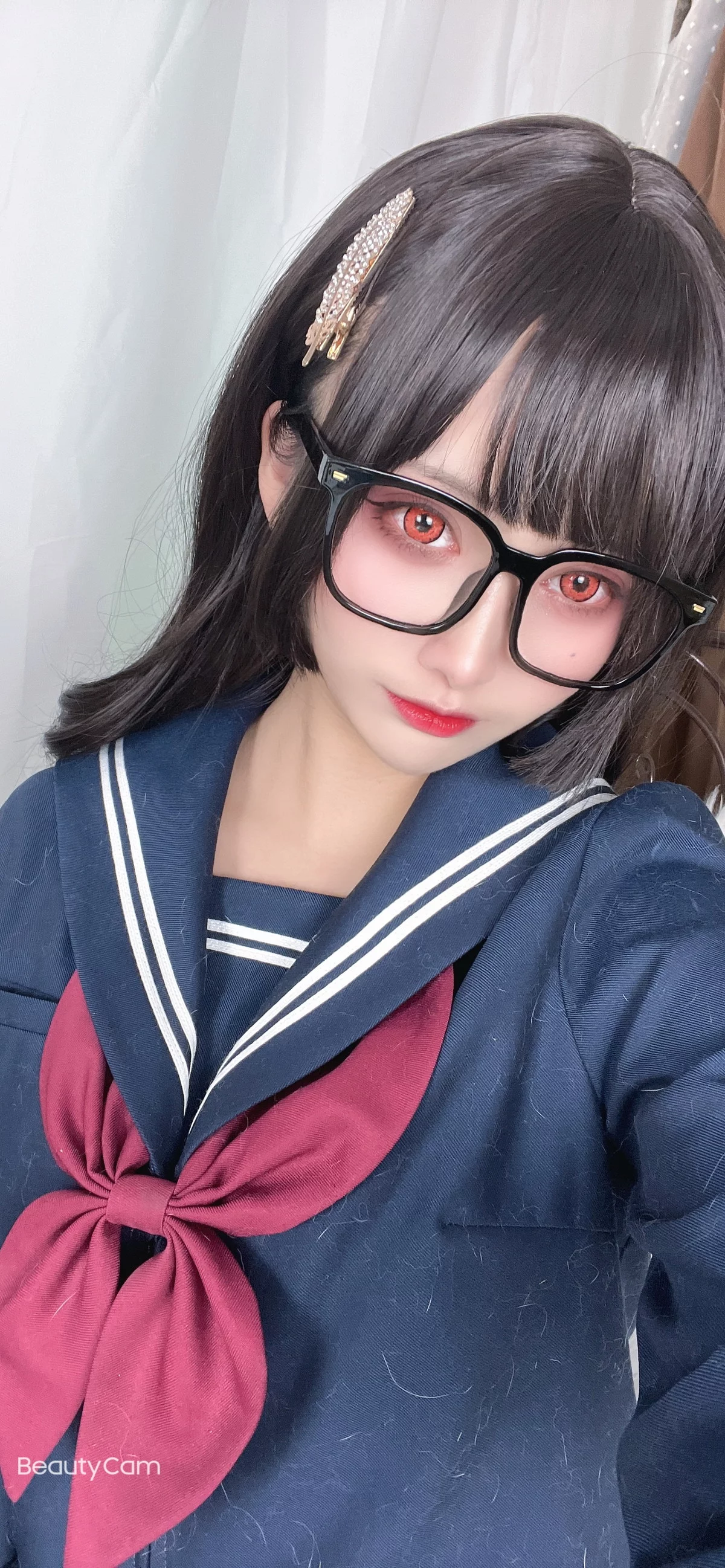 动漫博主洛璃LoLiSAMA漫画主题私房脱学生制服露性感蕾丝内衣丰满诱惑写真113P