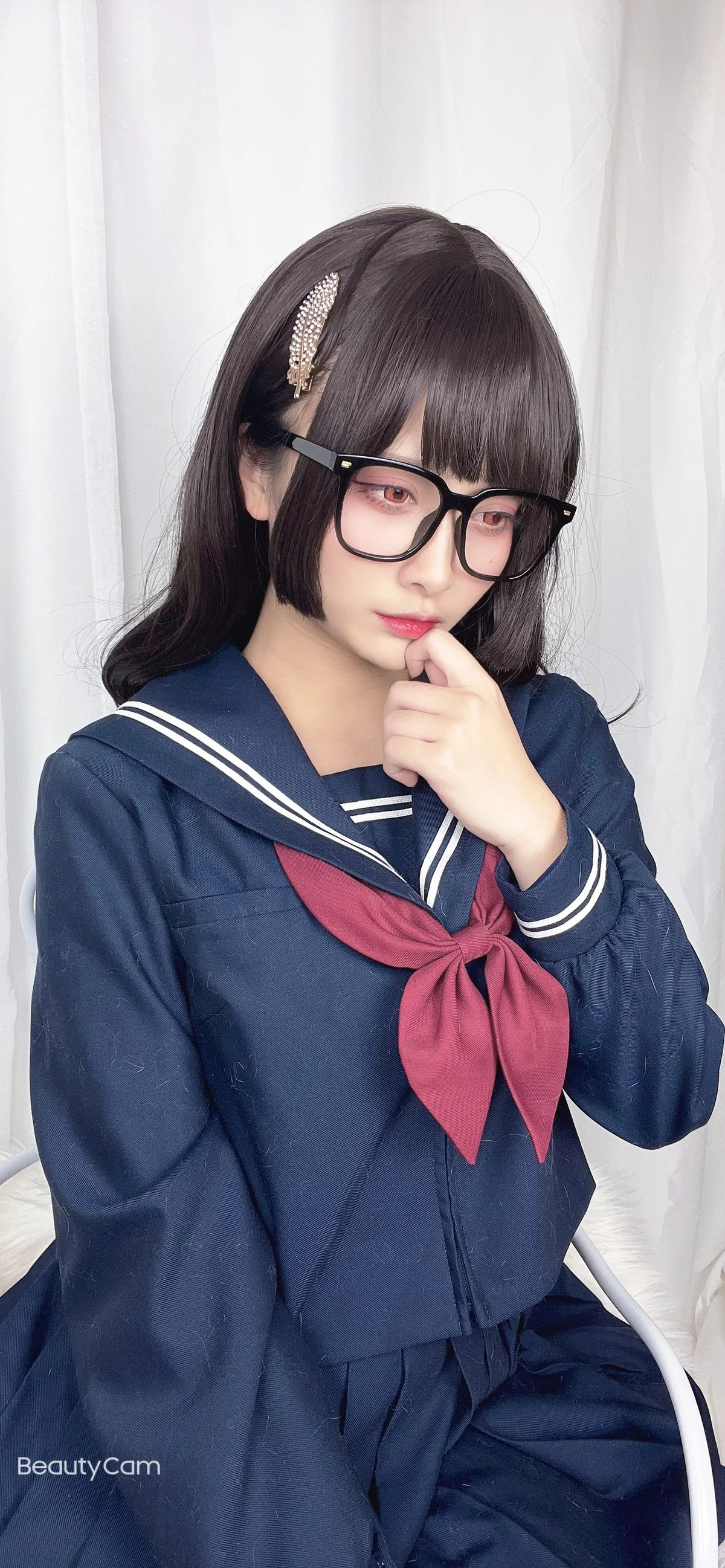 动漫博主洛璃LoLiSAMA漫画主题私房脱学生制服露性感蕾丝内衣丰满诱惑写真113P