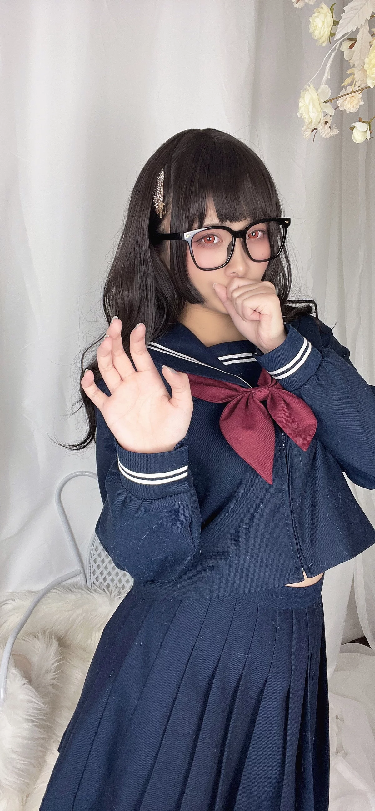 动漫博主洛璃LoLiSAMA漫画主题私房脱学生制服露性感蕾丝内衣丰满诱惑写真113P