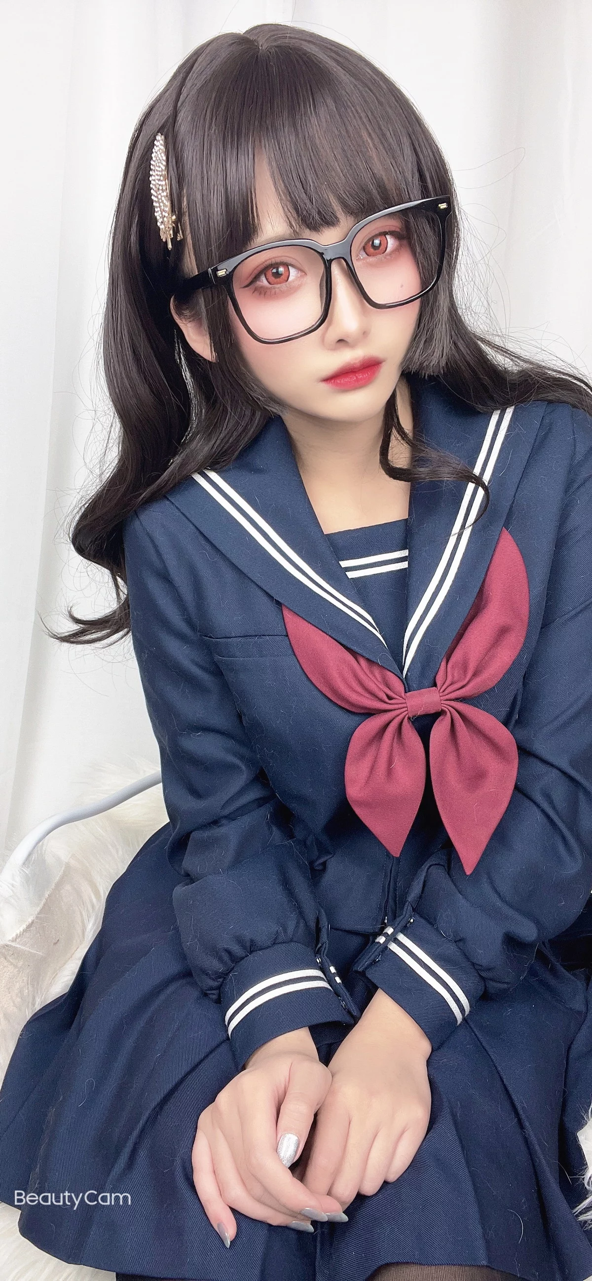 动漫博主洛璃LoLiSAMA漫画主题私房脱学生制服露性感蕾丝内衣丰满诱惑写真113P