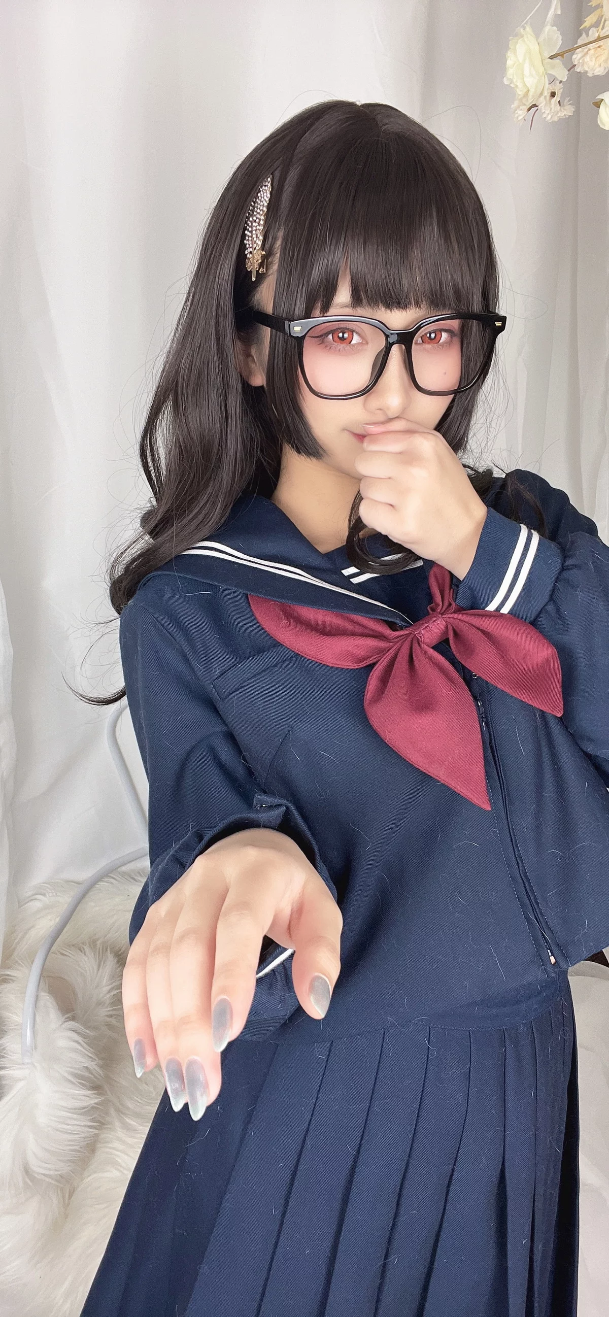 动漫博主洛璃LoLiSAMA漫画主题私房脱学生制服露性感蕾丝内衣丰满诱惑写真113P