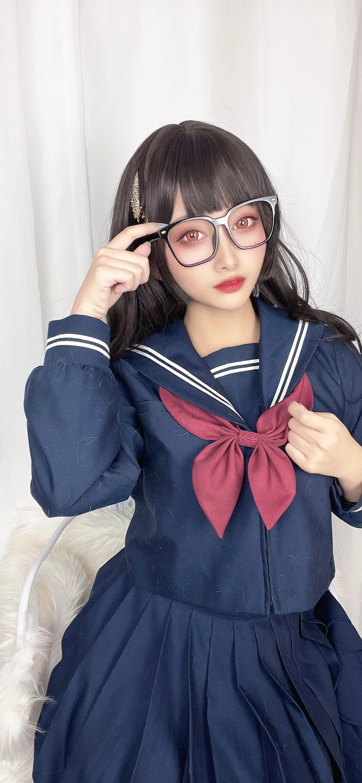 动漫博主洛璃LoLiSAMA漫画主题私房脱学生制服露性感蕾丝内衣丰满诱惑写真113P