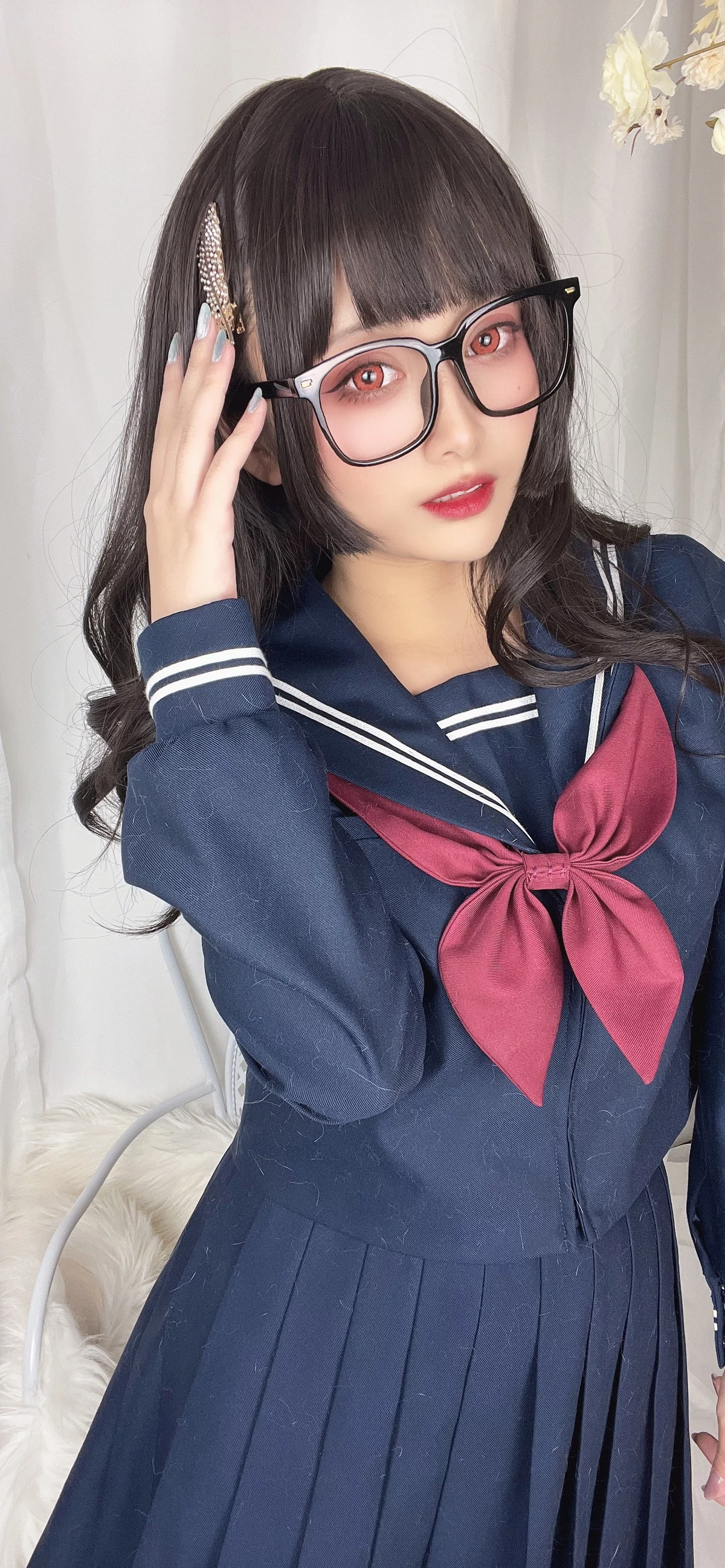 动漫博主洛璃LoLiSAMA漫画主题私房脱学生制服露性感蕾丝内衣丰满诱惑写真113P