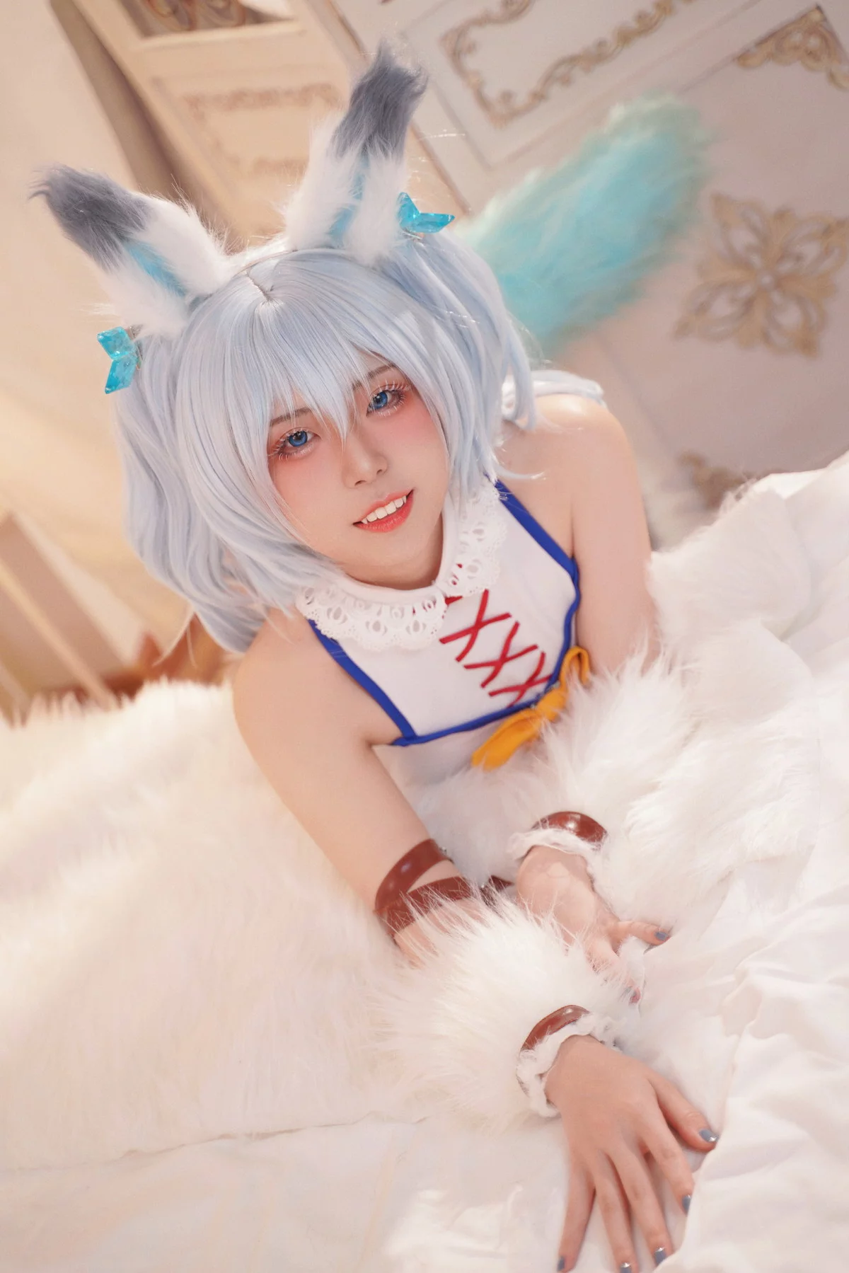 微博美少女虎森森回复术士刹那主题私房床上性感服饰秀翘臀美腿迷人诱惑写真40P
