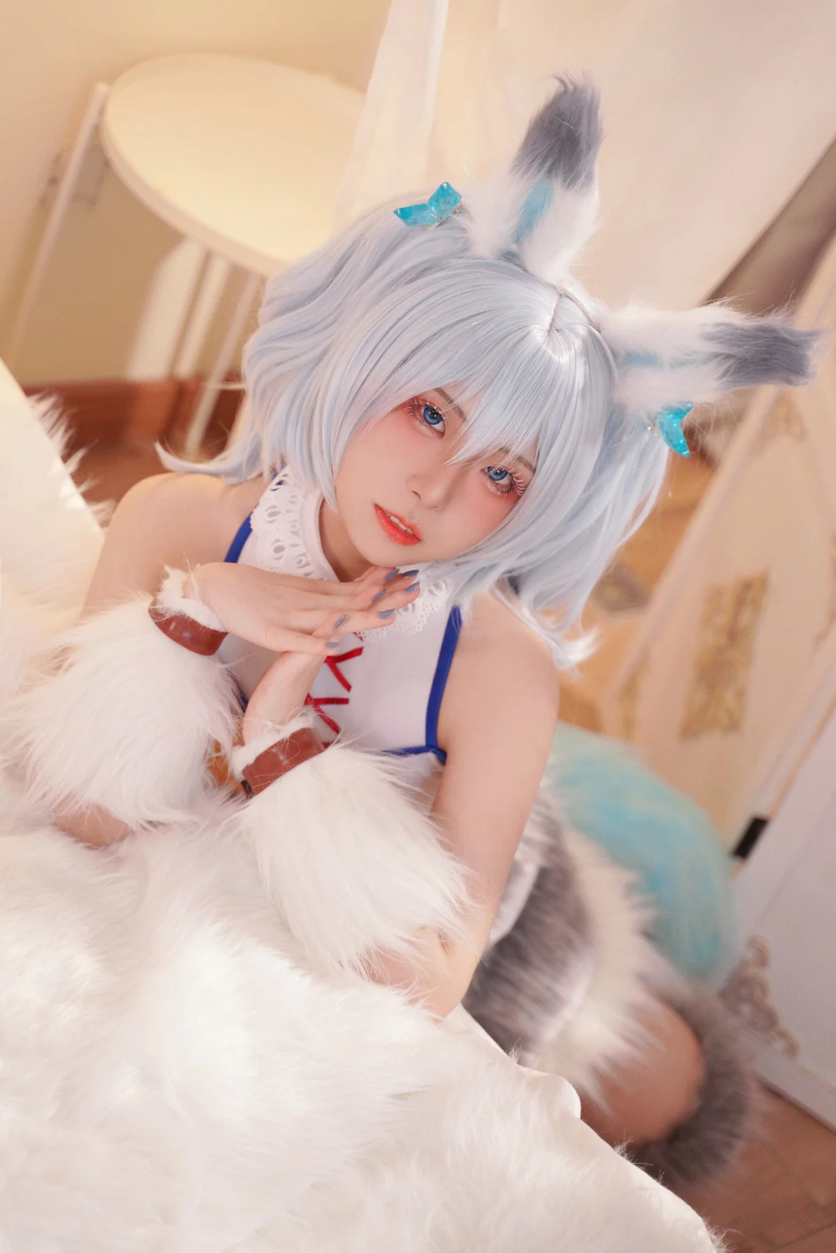 微博美少女虎森森回复术士刹那主题私房床上性感服饰秀翘臀美腿迷人诱惑写真40P