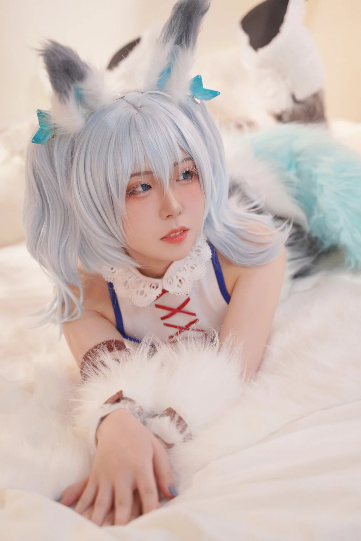 微博美少女虎森森回复术士刹那主题私房床上性感服饰秀翘臀美腿迷人诱惑写真40P