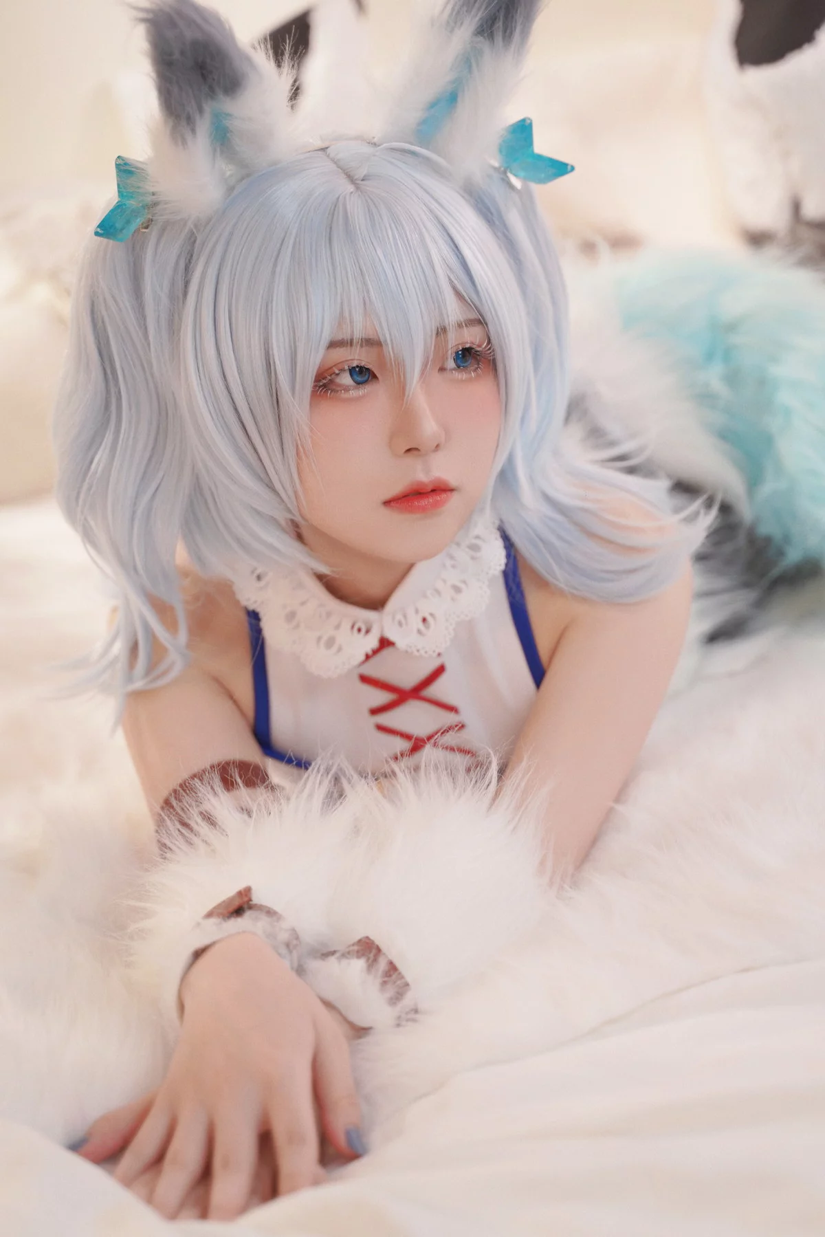 微博美少女虎森森回复术士刹那主题私房床上性感服饰秀翘臀美腿迷人诱惑写真40P