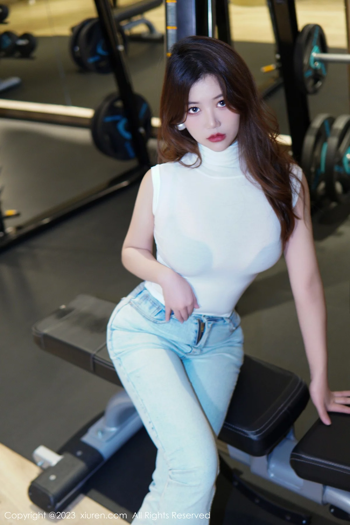 XiuRen第6102期_模特奈奈子健身房剧情性感半透上衣配超薄无内肉丝惹火诱惑写真80P