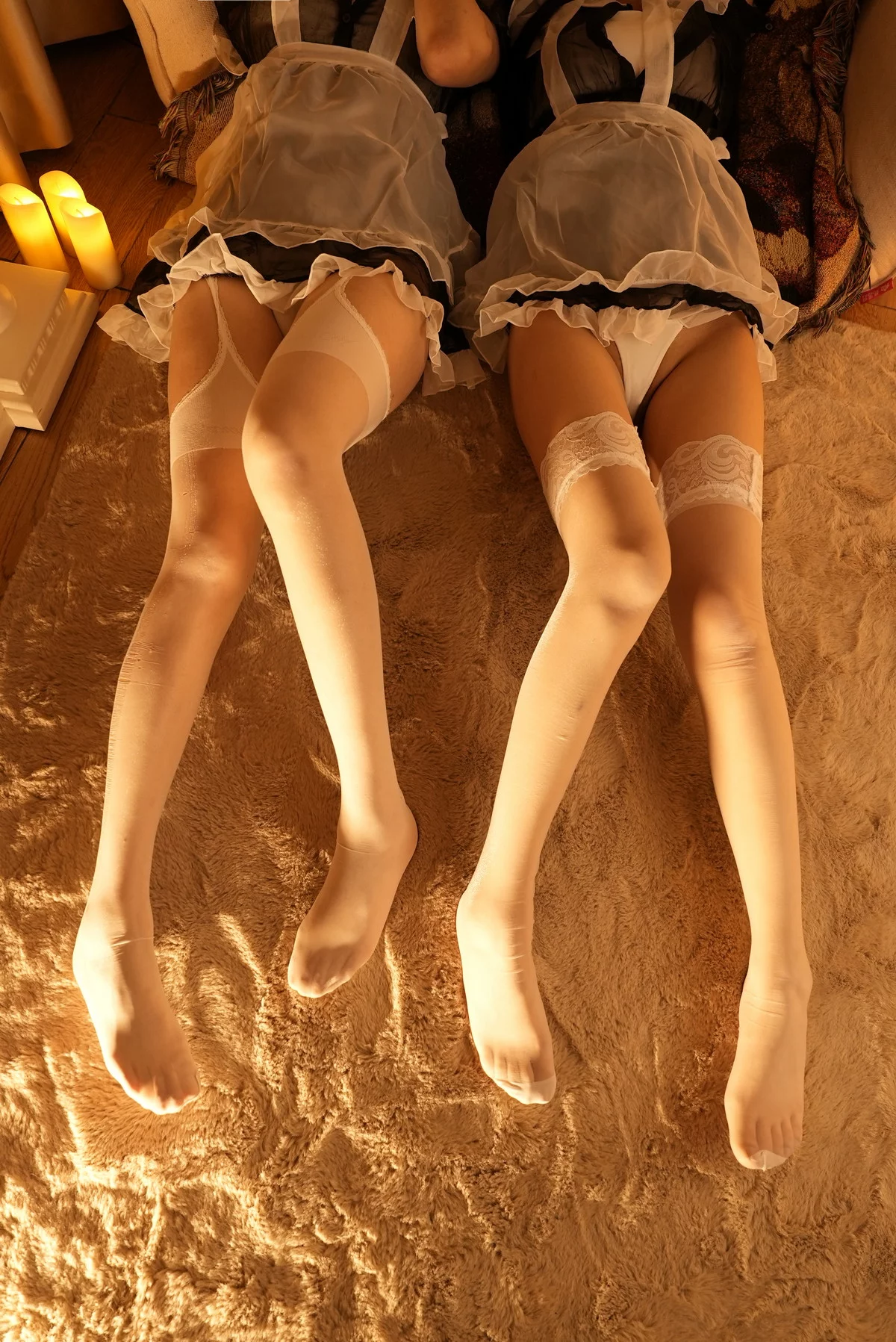 网络美女豪歌透明女仆主题私房性感透明女仆装配白丝吊袜秀翘臀美腿诱惑写真60P