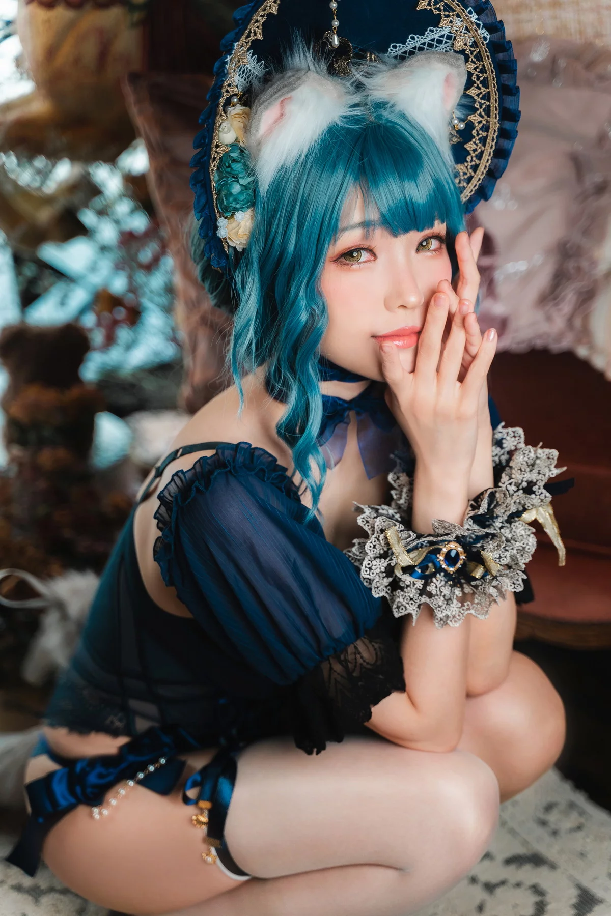 Coser妹子Ely_eee折耳猫少女人形主题性感情趣服饰露蕾丝内衣迷人诱惑写真60P
