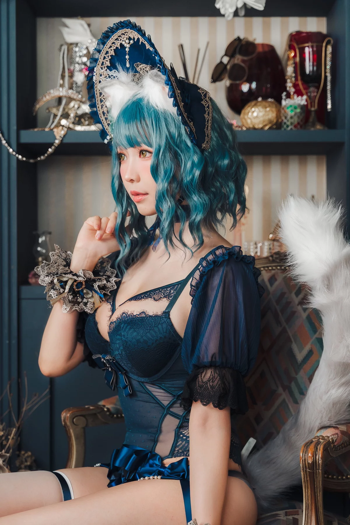 Coser妹子Ely_eee折耳猫少女人形主题性感情趣服饰露蕾丝内衣迷人诱惑写真60P