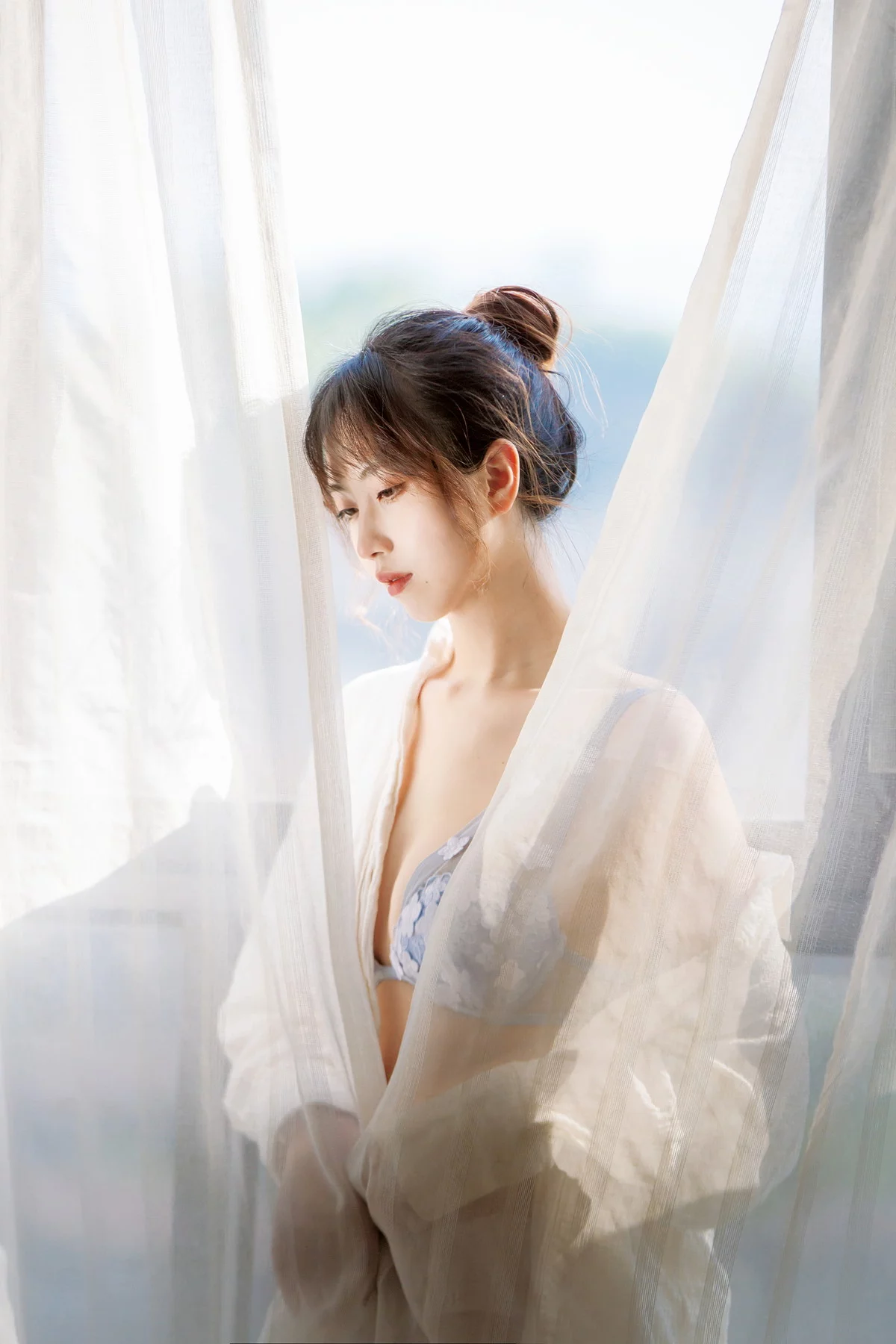 次元少女念雪ww居家蓝色主题私房脱白T露性感蓝色内衣秀白嫩肌肤迷人写真25P
