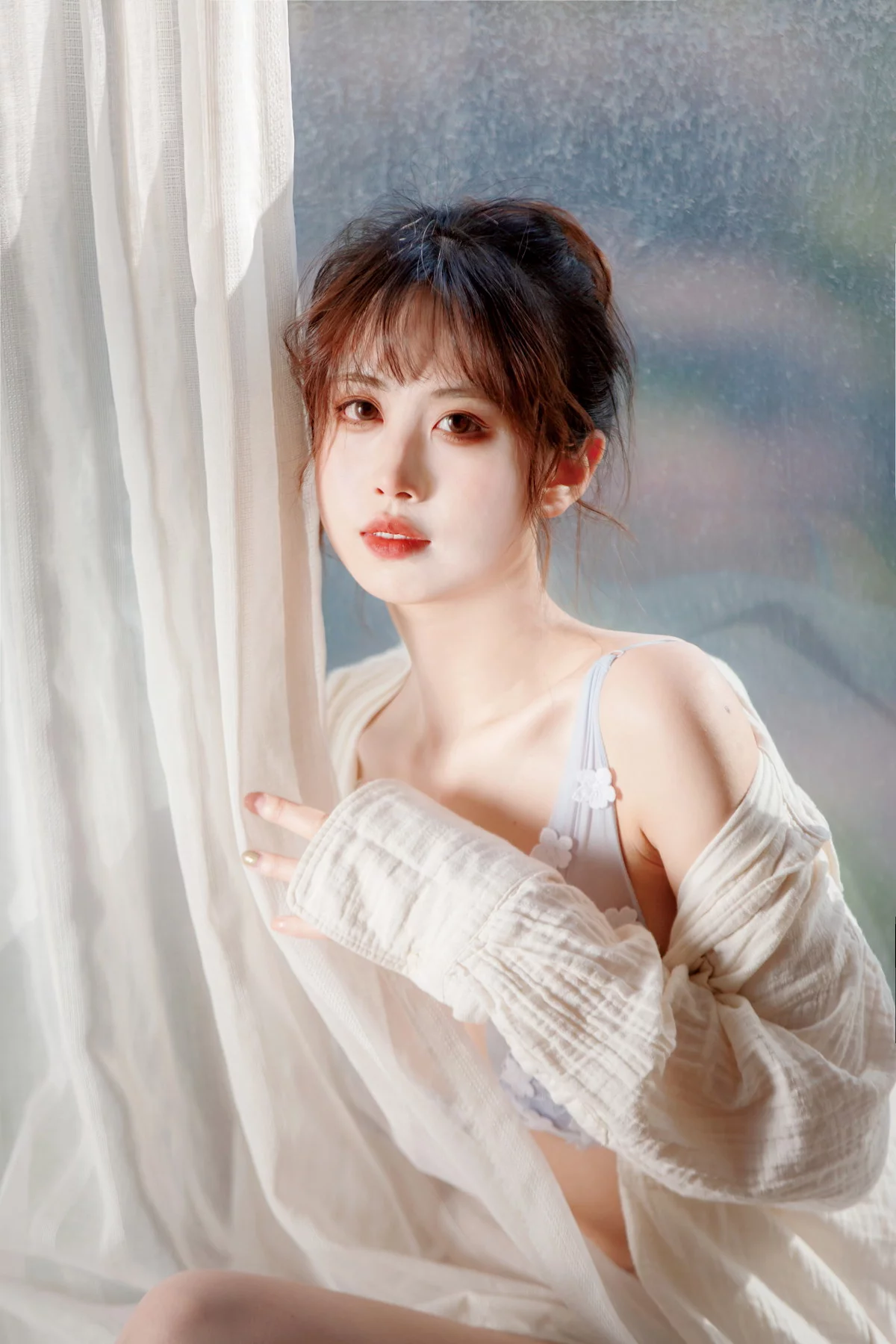 次元少女念雪ww居家蓝色主题私房脱白T露性感蓝色内衣秀白嫩肌肤迷人写真25P
