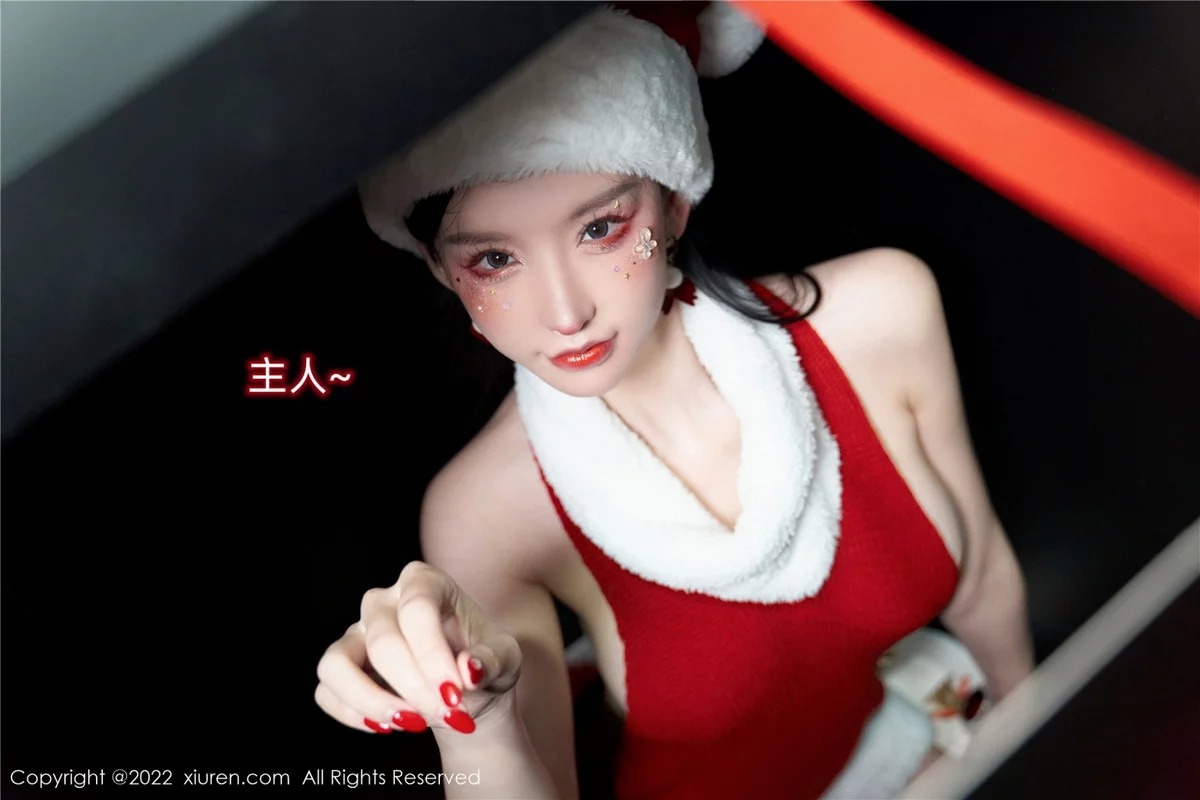 XiuRen第6038期_女神周于希Sally圣诞礼物主题无内真空毛衣秀豪乳遮点诱惑写真80P