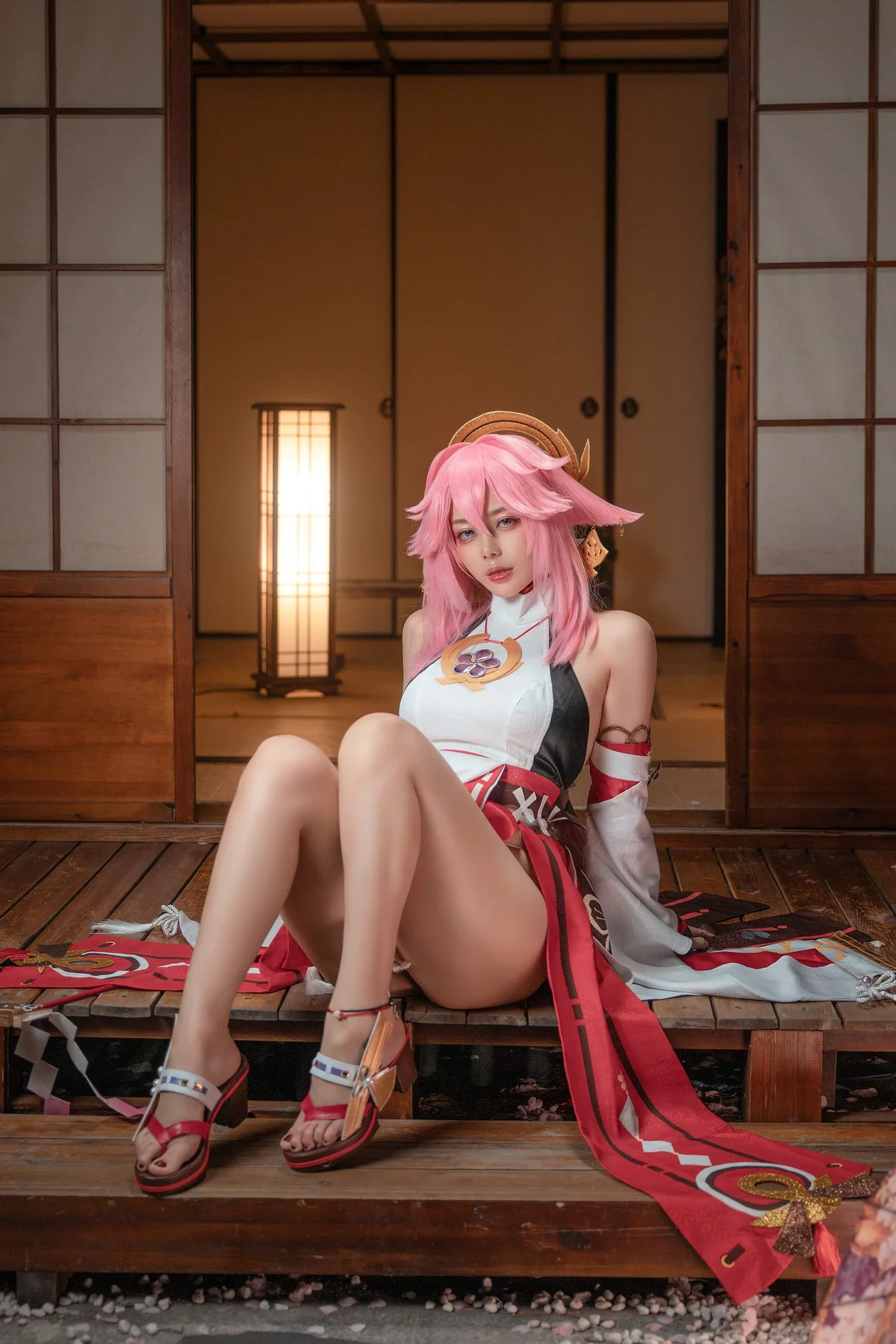 网络美女阿九八重神子主题私房性感彩色裙服饰半撩秀白嫩翘臀美腿诱惑写真51P