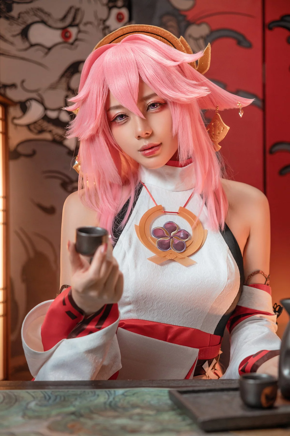 网络美女阿九八重神子主题私房性感彩色裙服饰半撩秀白嫩翘臀美腿诱惑写真51P
