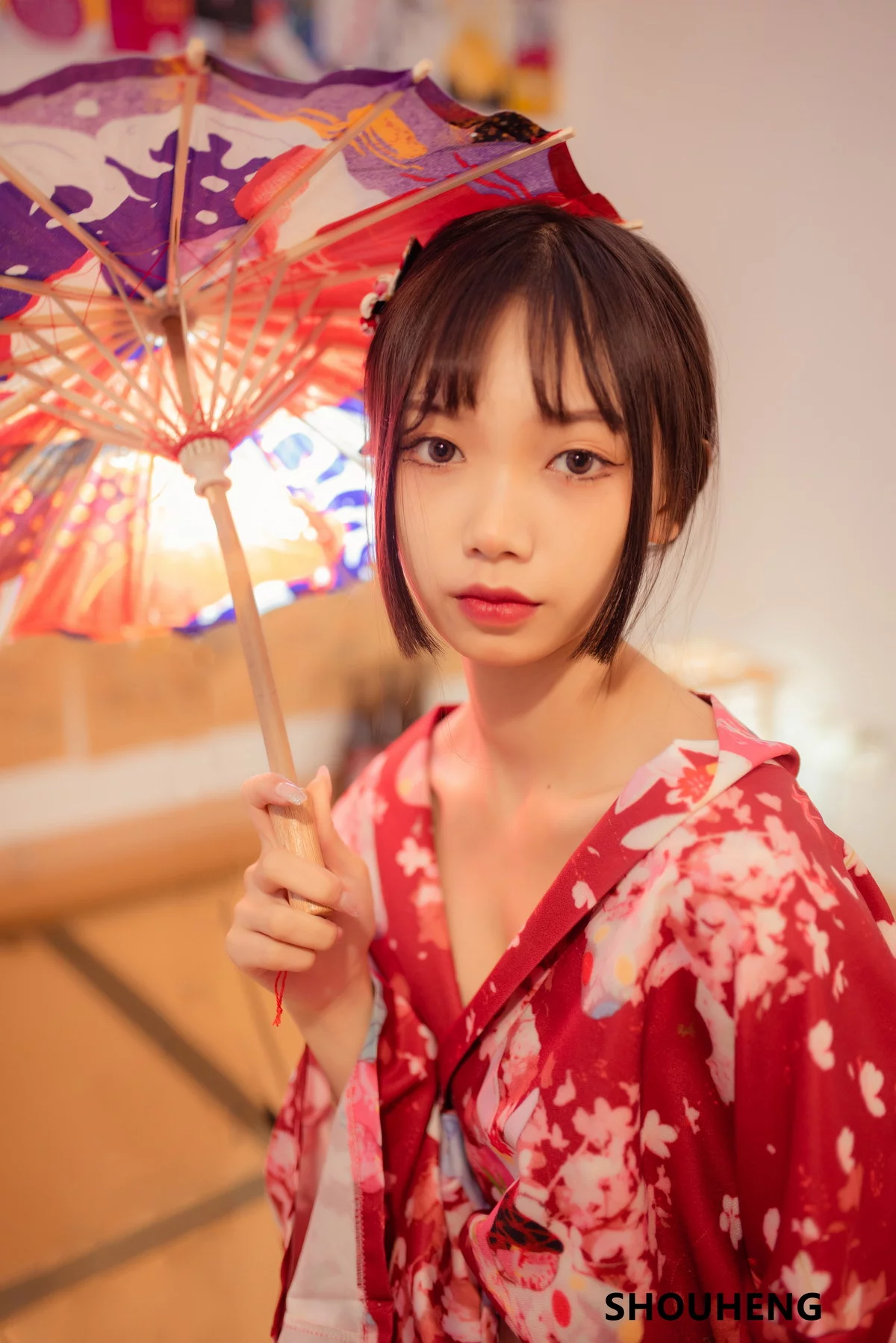 网络美女萌量守恒日式和风主题私房日系风性感和服半脱露白嫩肌肤迷人写真32P