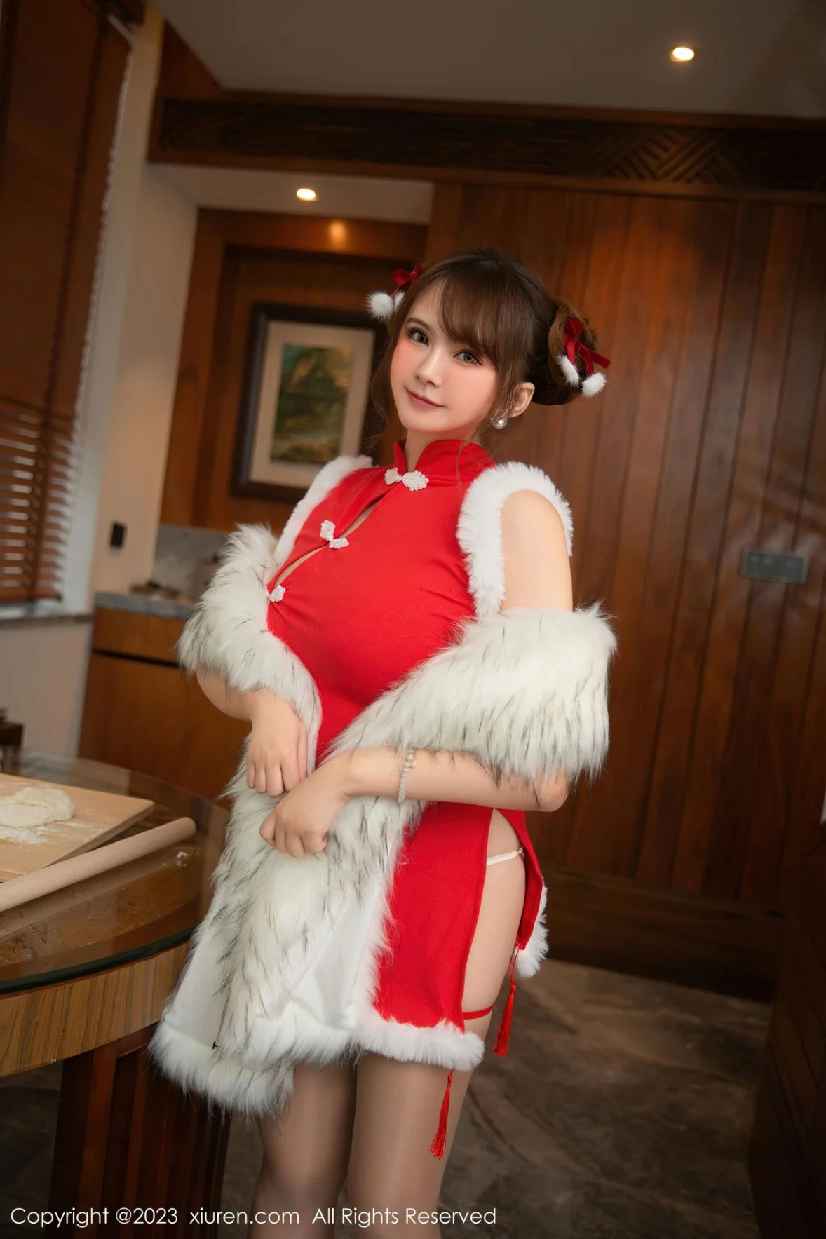 XiuRen第6242期_模特张思允Nice包饺子主题性感喜庆红色服饰秀完美身材诱惑写真73P