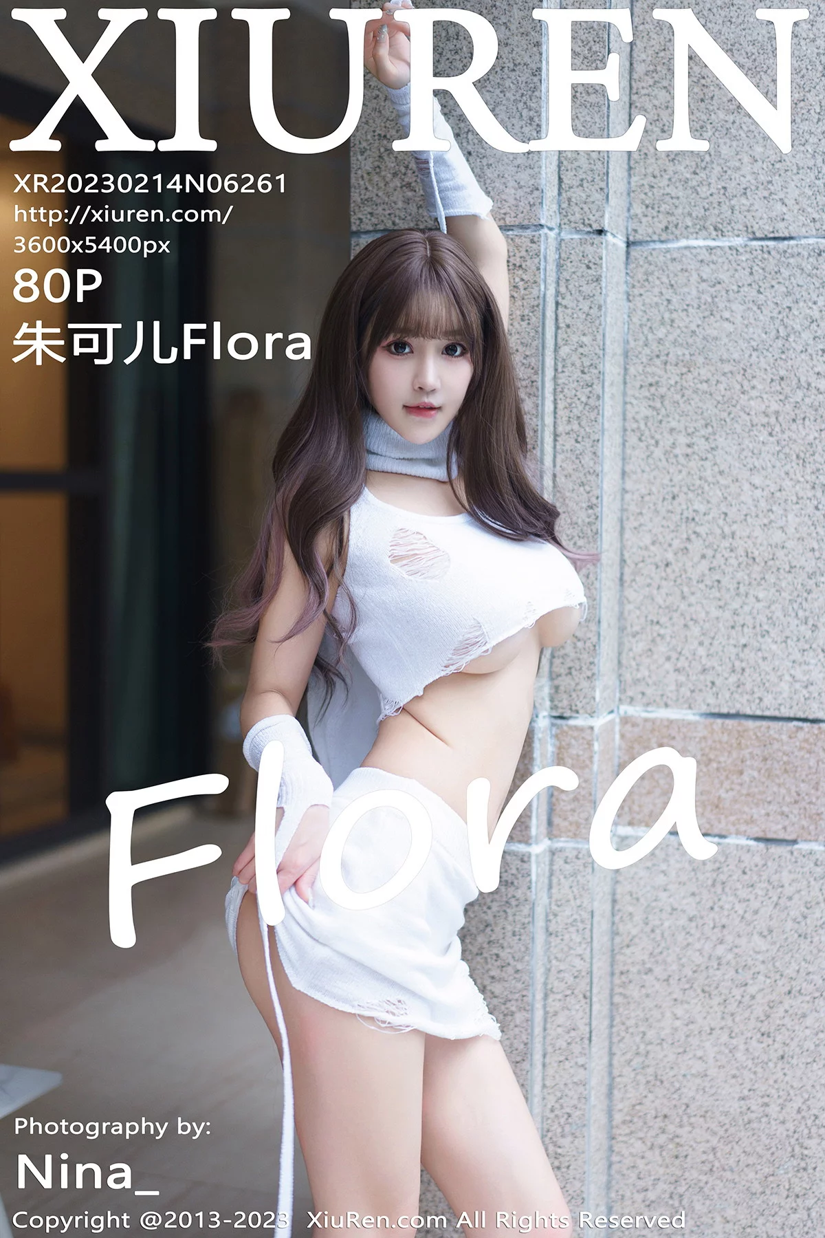 XiuRen第6261期_女神朱可儿Flora白色短款上衣配短裙秀雪峰美臀丰满诱惑写真80P
