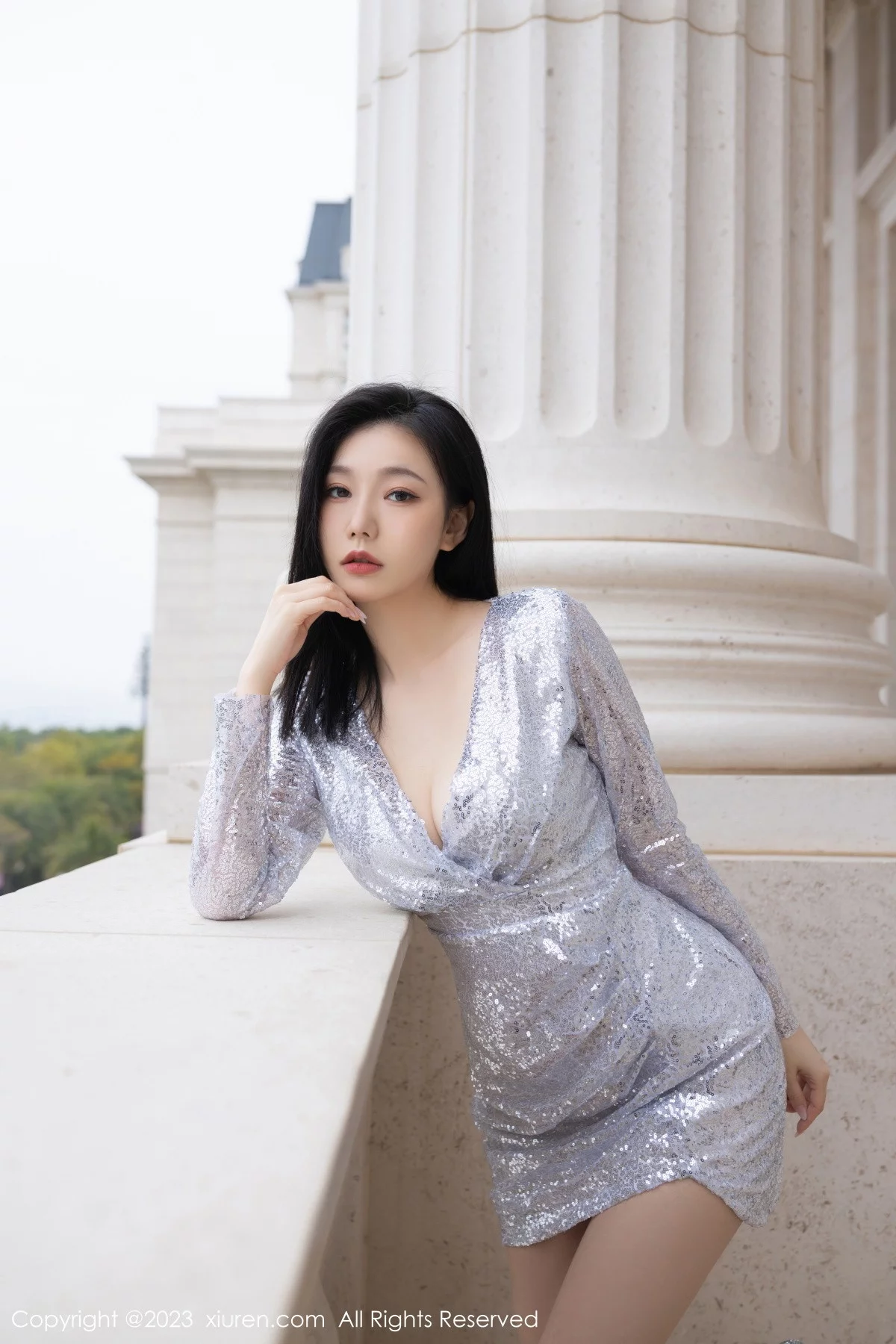 XiuRen第6264期_模特安然anran脱银灰色连衣短裙露性感内衣秀完美身材诱惑写真80P