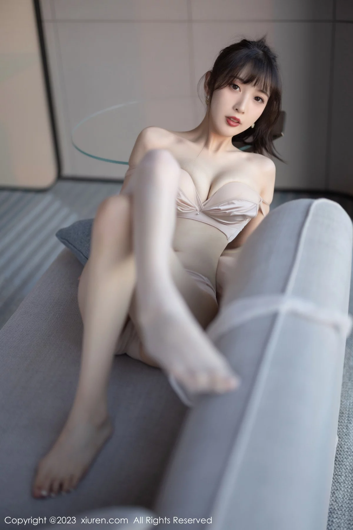 XiuRen第6263期_模特林星阑白色上衣配粉色短裙露性感内衣秀曼妙身材诱惑写真85P