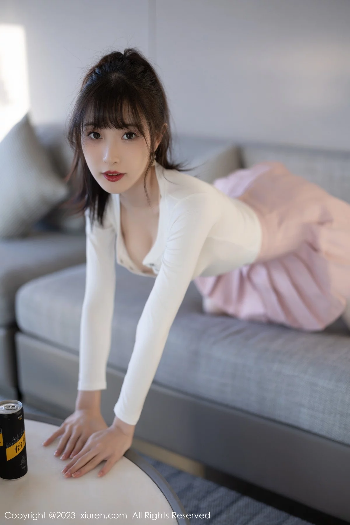 XiuRen第6263期_模特林星阑白色上衣配粉色短裙露性感内衣秀曼妙身材诱惑写真85P