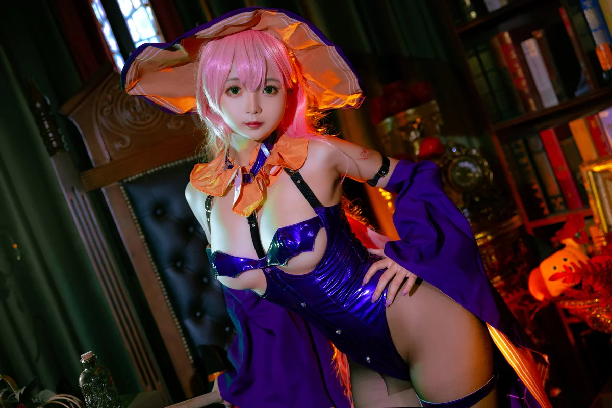 Cosplay美女日奈娇孟菲斯主题性感深蓝色皮质连体内衣秀完美身材诱惑写真25P