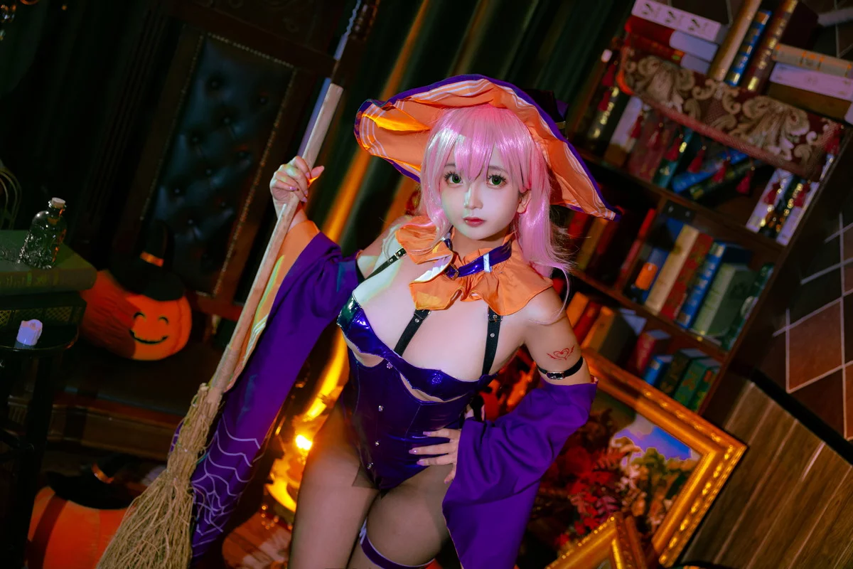 Cosplay美女日奈娇孟菲斯主题性感深蓝色皮质连体内衣秀完美身材诱惑写真25P