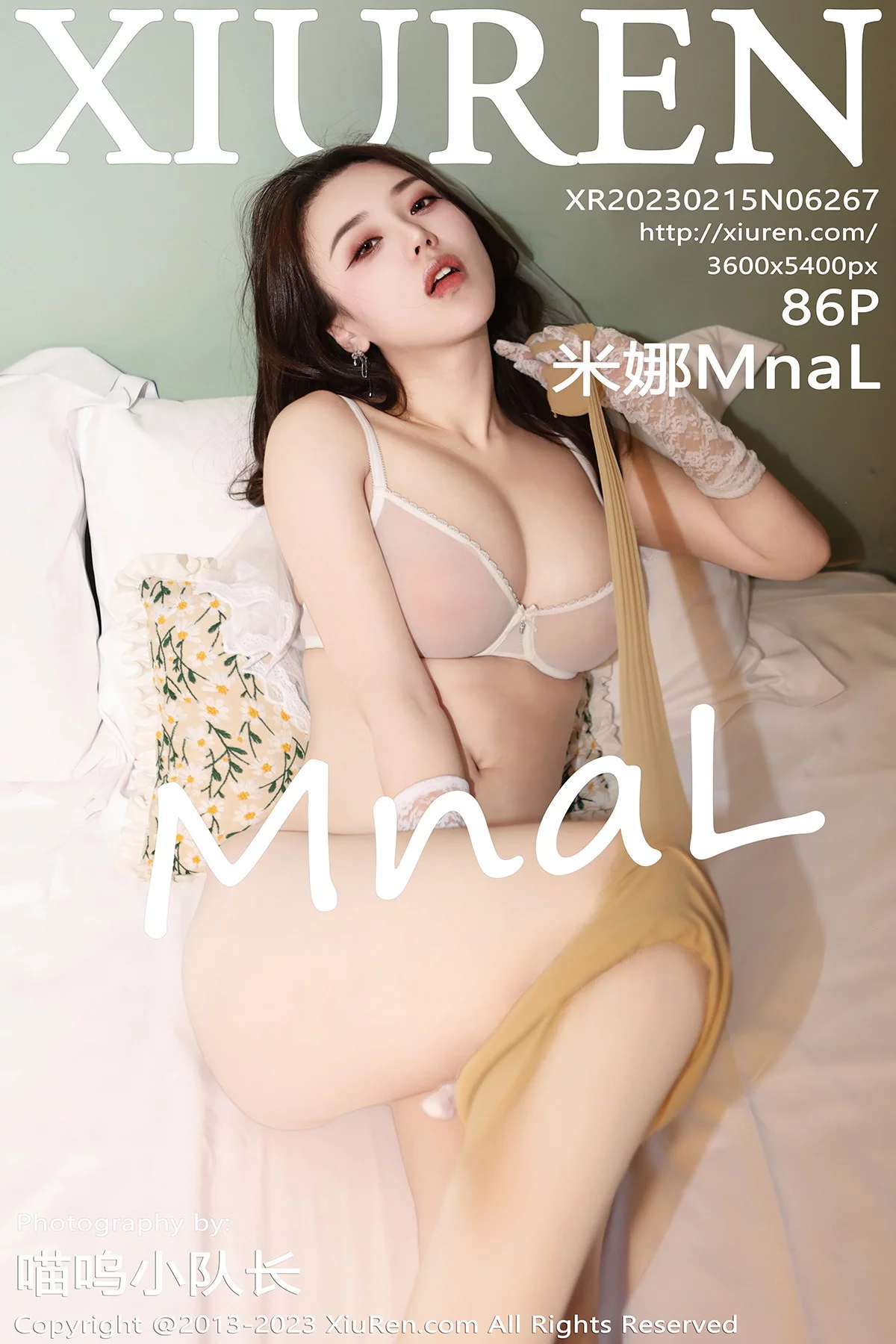 XiuRen第6267期_模特米娜MnaL白色蕾丝情趣服+暖灰色内衣秀惹火身材诱惑写真86P