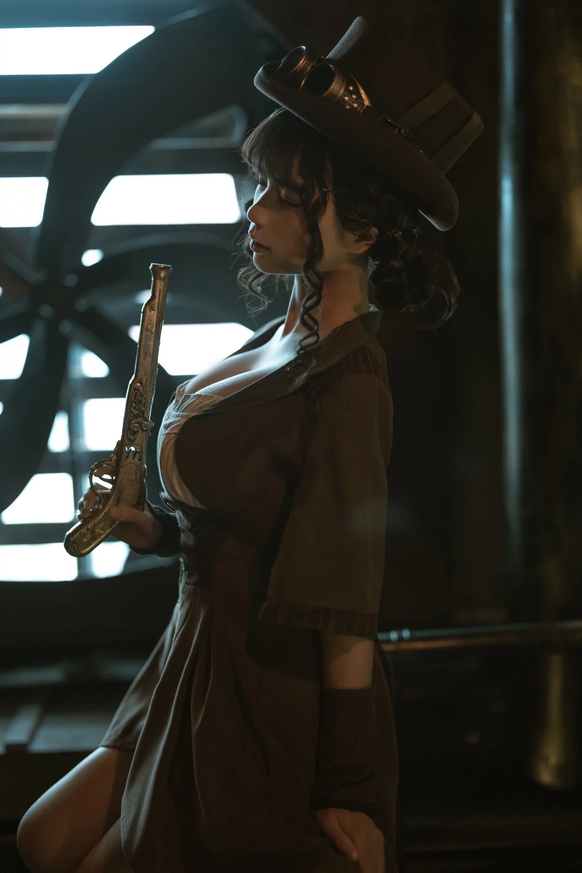 动漫博主蠢沫沫蒸汽少女主题半脱露黑色情趣内衣秀豪乳遮点极致诱惑写真110P