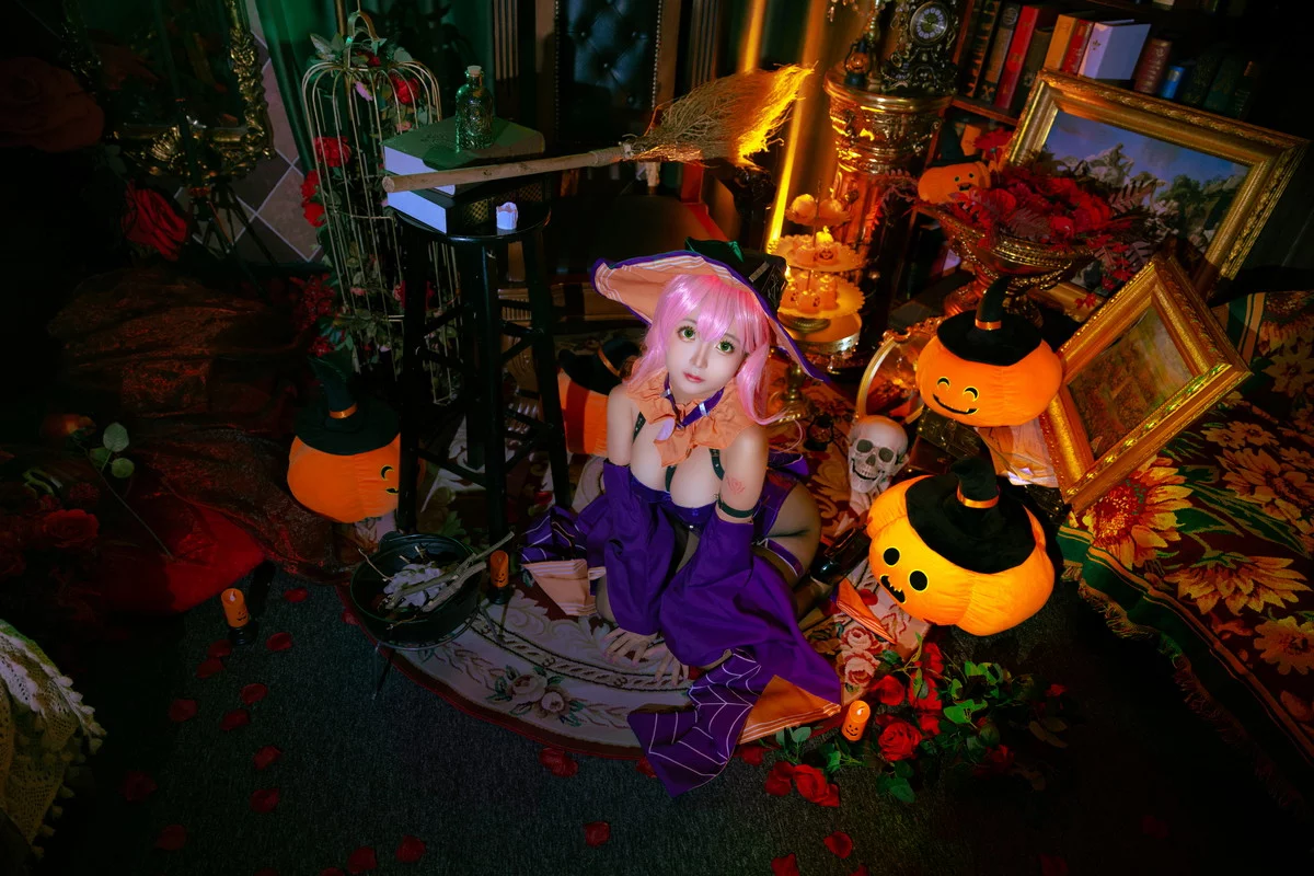 Cosplay美女日奈娇孟菲斯主题性感深蓝色皮质连体内衣秀完美身材诱惑写真25P