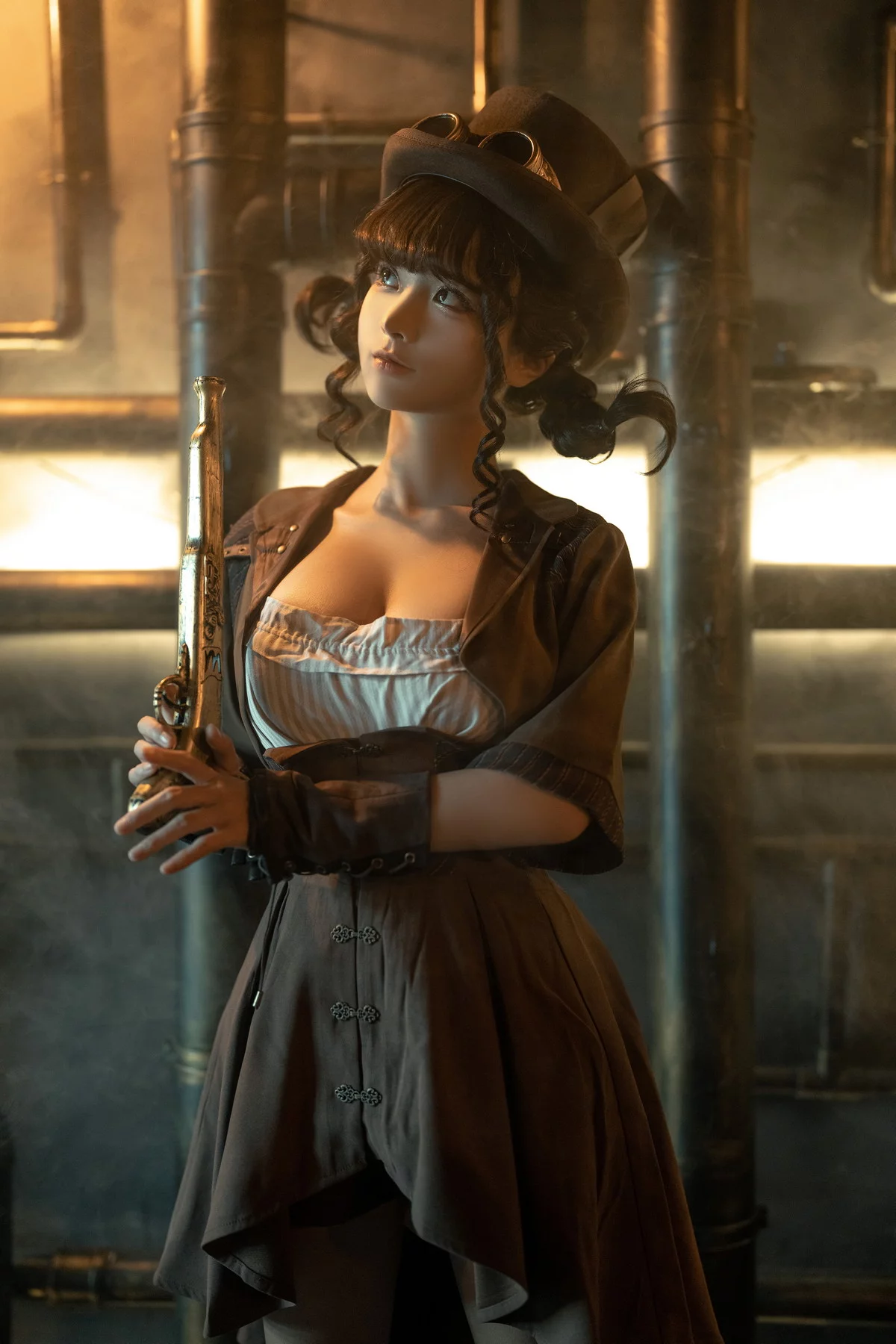 动漫博主蠢沫沫蒸汽少女主题半脱露黑色情趣内衣秀豪乳遮点极致诱惑写真110P