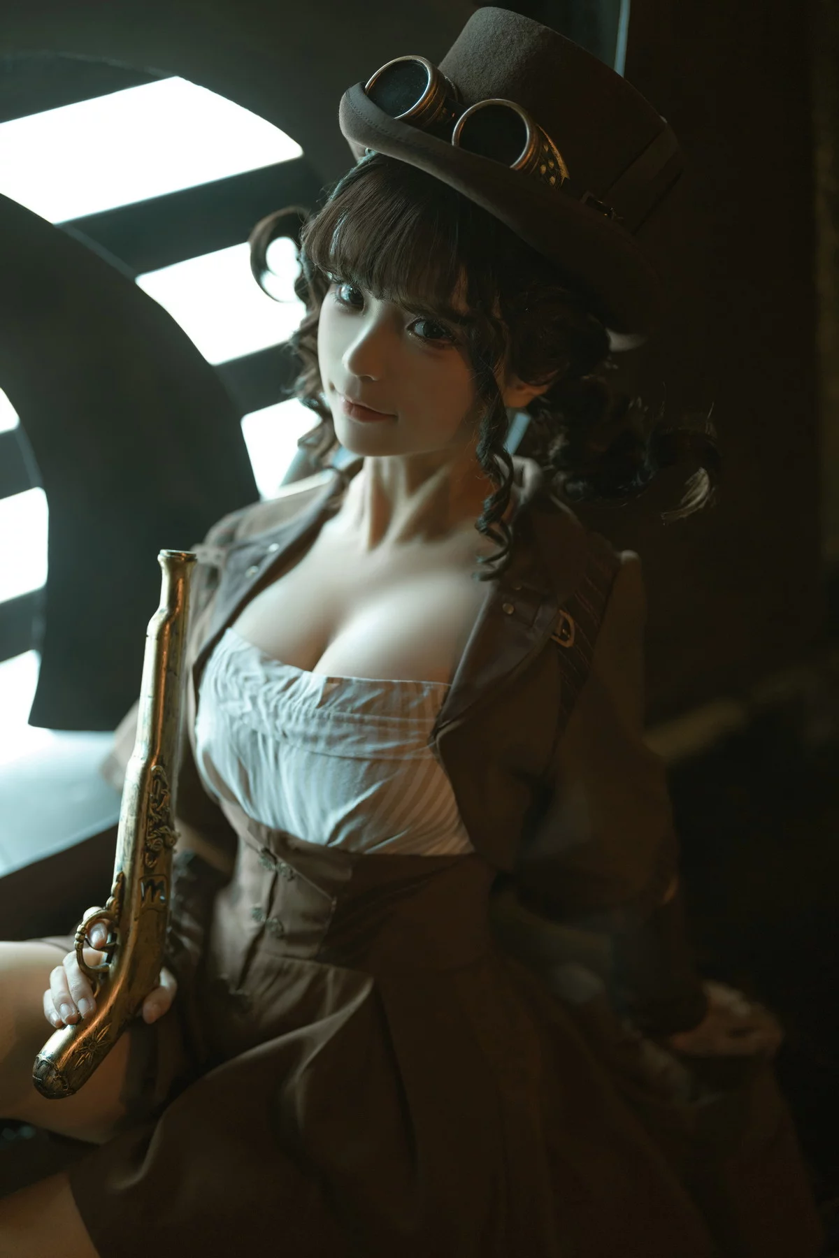 动漫博主蠢沫沫蒸汽少女主题半脱露黑色情趣内衣秀豪乳遮点极致诱惑写真110P