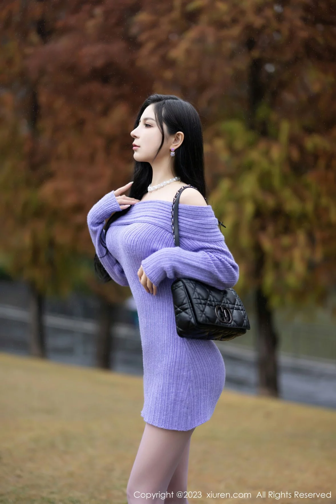 XiuRen第6277期_模特小蛮妖Yummy脱性感紫色露肩连衣短裙秀蕾丝内衣诱惑写真80P