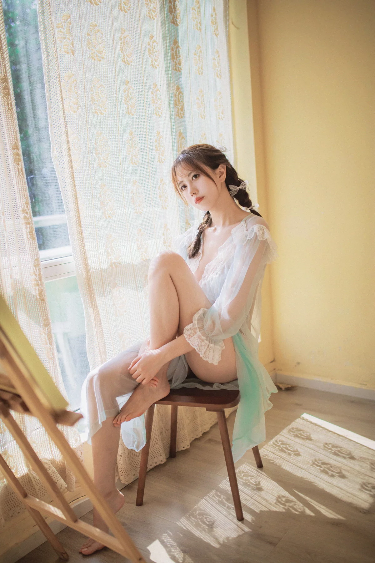次元少女念雪ww蓝纱衣主题私房性感蓝色薄纱裙透视秀白色内衣完美诱惑写真40P
