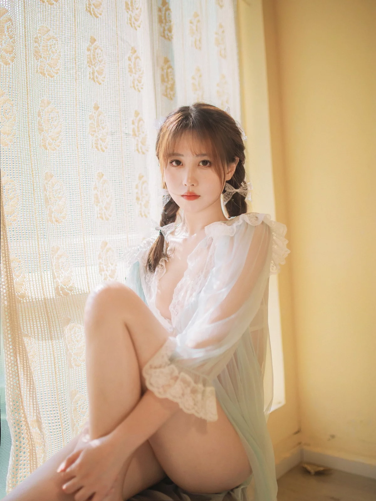次元少女念雪ww蓝纱衣主题私房性感蓝色薄纱裙透视秀白色内衣完美诱惑写真40P