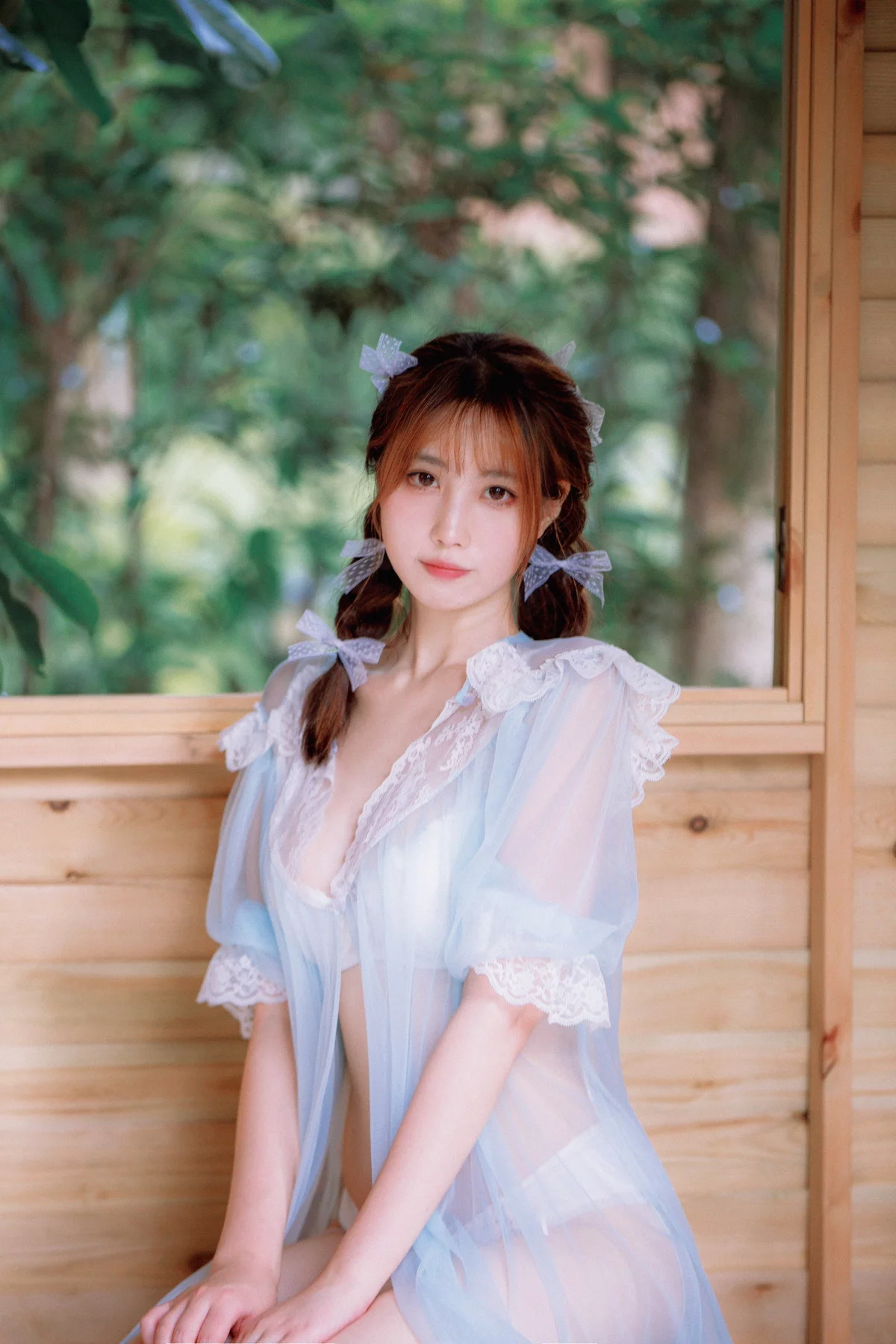 次元少女念雪ww蓝纱衣主题私房性感蓝色薄纱裙透视秀白色内衣完美诱惑写真40P