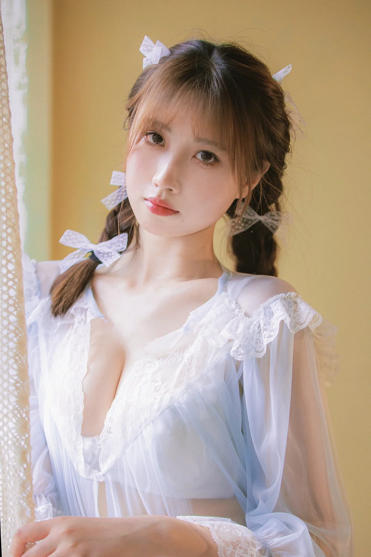 次元少女念雪ww蓝纱衣主题私房性感蓝色薄纱裙透视秀白色内衣完美诱惑写真40P