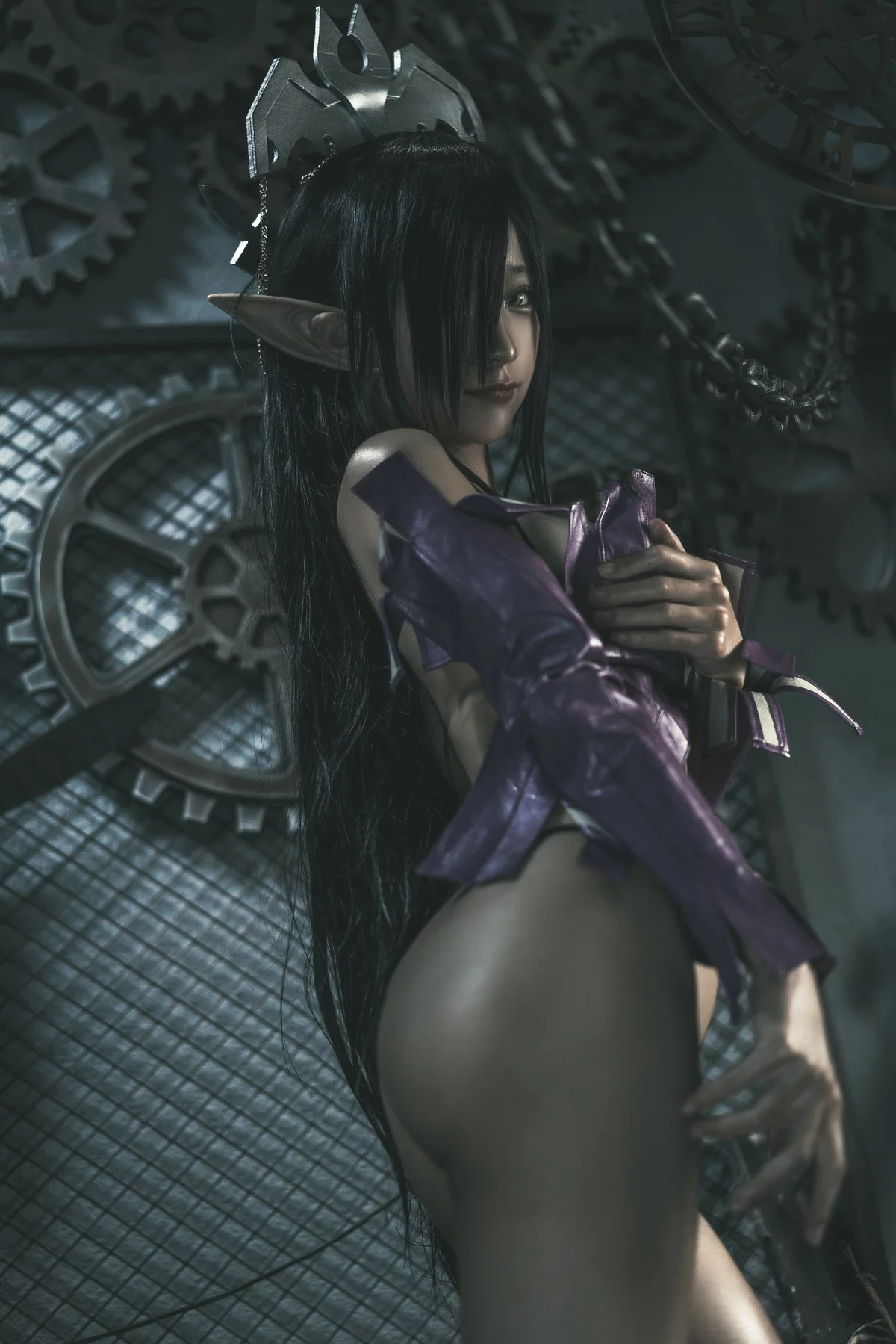 动漫博主蠢沫沫黑兽女王主题私房性感情趣服饰露黑色内衣秀油亮肌肤诱惑写真35P